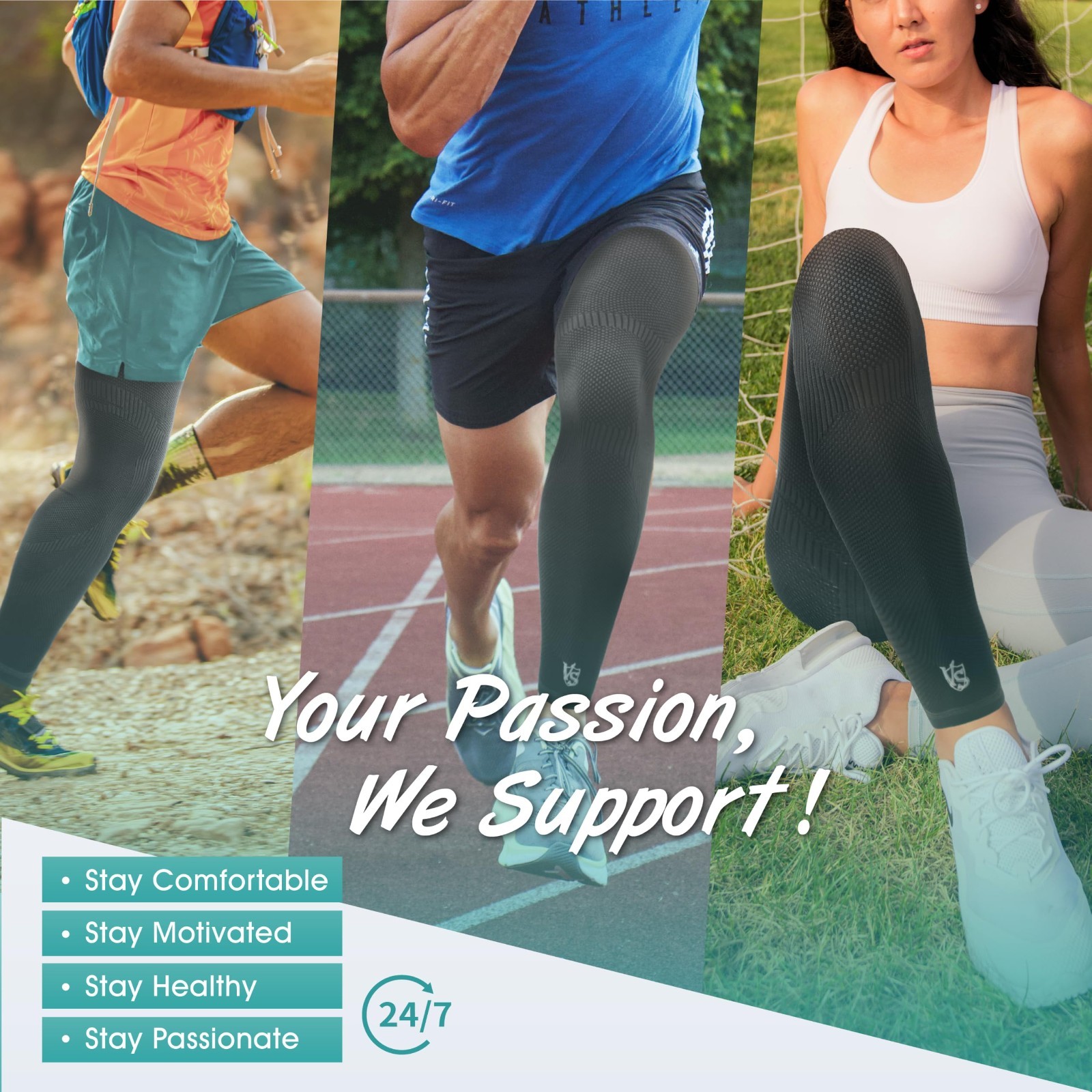 Graphene Full Leg Compression Sleeve for Knee Pain Relief, Swelling & Circulatio