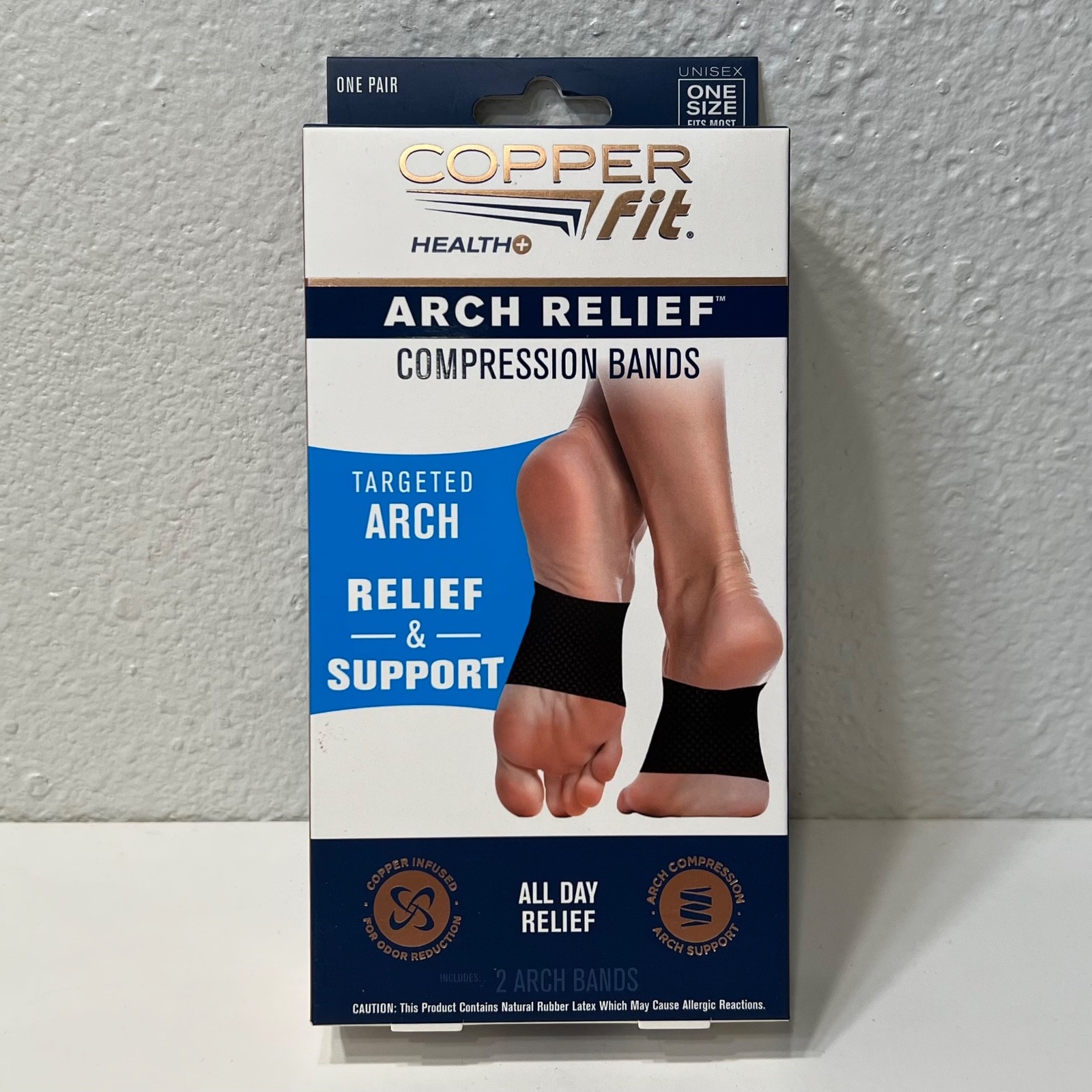 Copper Fit Health+ Arch Relief Compression Bands Unisex One Size New In Box