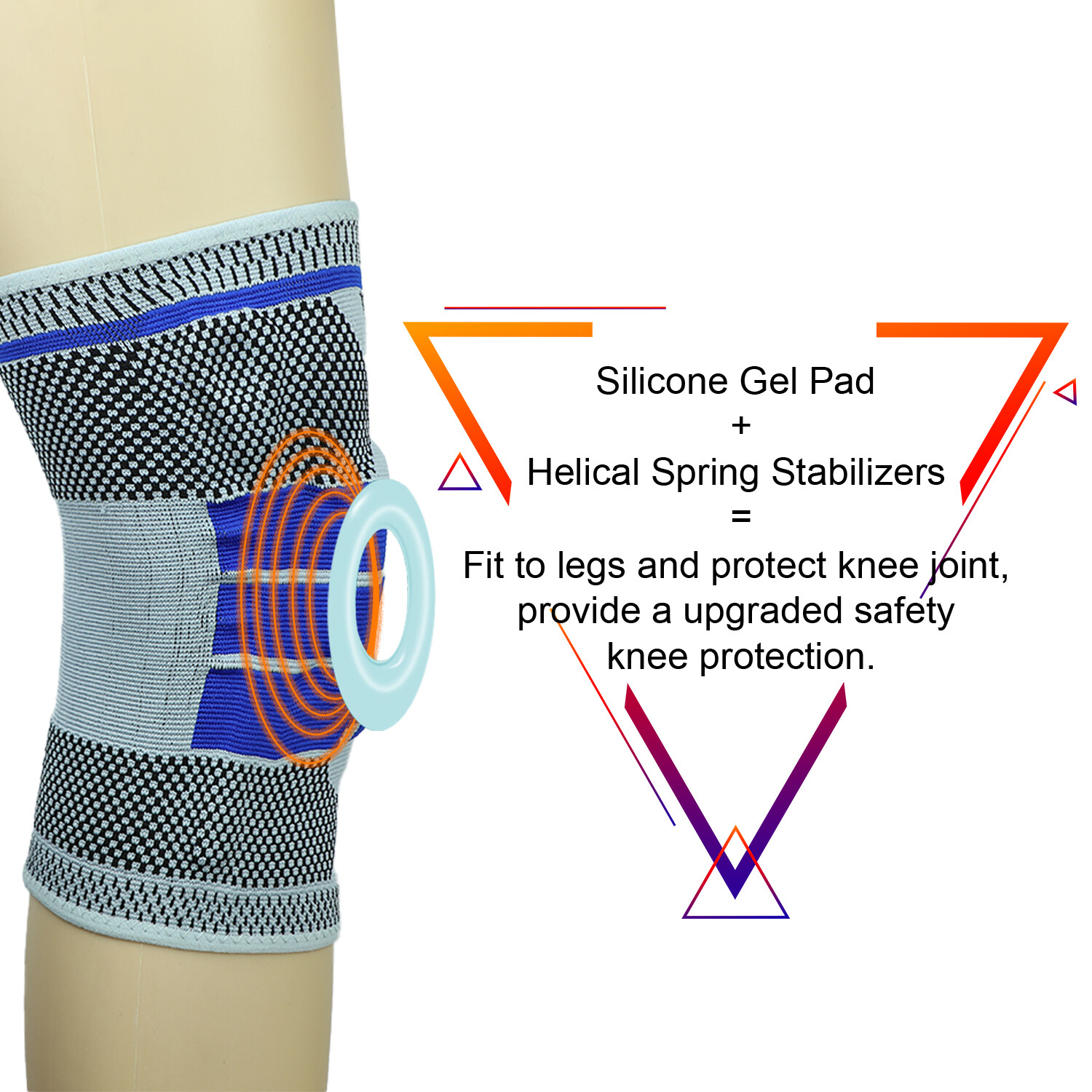 Knee Braces Compression Support Sleeve Patella Gel Pads Protector Side Spring