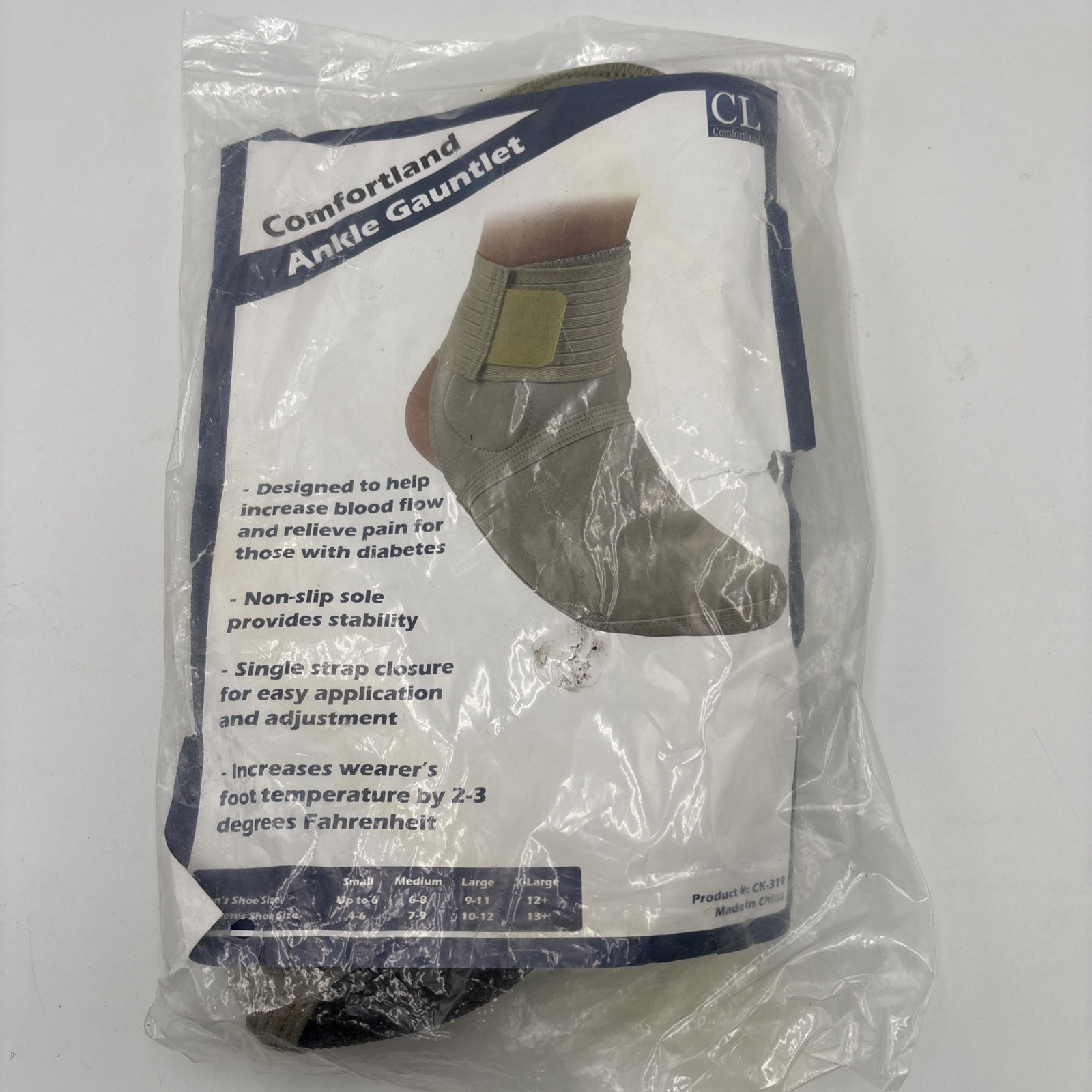 Comfortland Medical Ankle Gauntlet Unisex Size Large (Men 9-11, W 10-12)