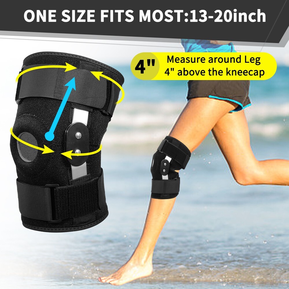 Detachable Aluminum Compression Support Knee Pads Shock Absorption Sports: Black
