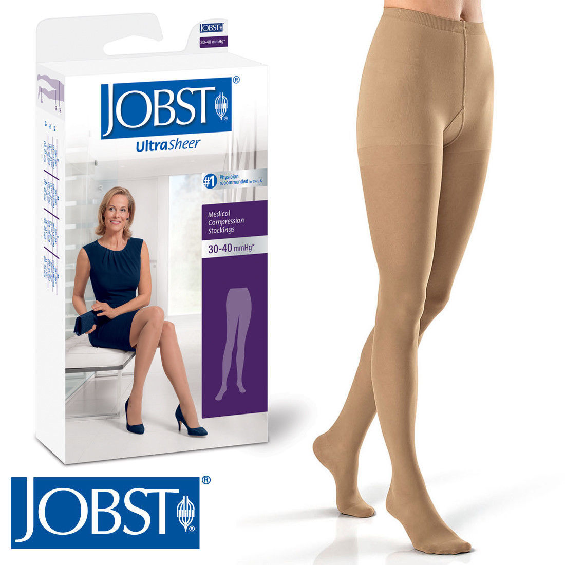 Jobst Womens UltraSheer Compression Pantyhose 30-40 mmhg Supports Stockings Hose