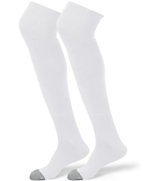 High Football Socks Multiple Sizes over the Knee Baseball Medium Gray and White
