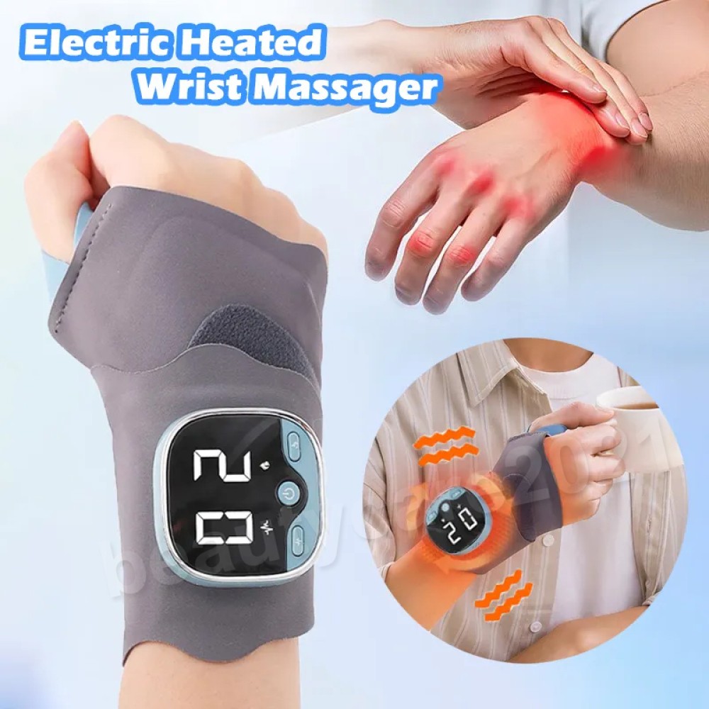 Cordless Hand Wrist Massager Pain Relief with 5 Heat Levels & 3 Vibration Modes