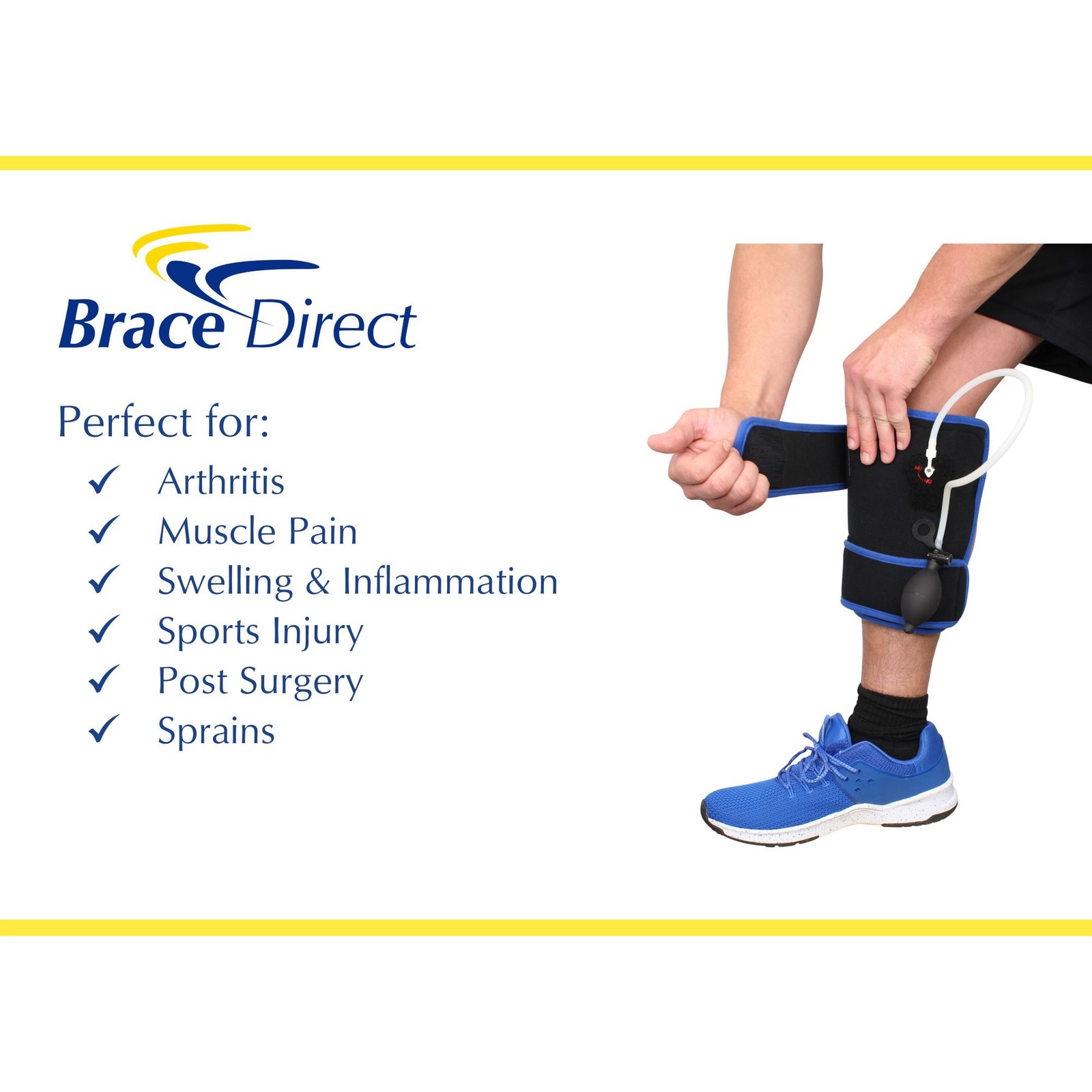 Cryotherapy Air Pump Calf Wrap with Adjustable Compression & Ice Pack for Thigh