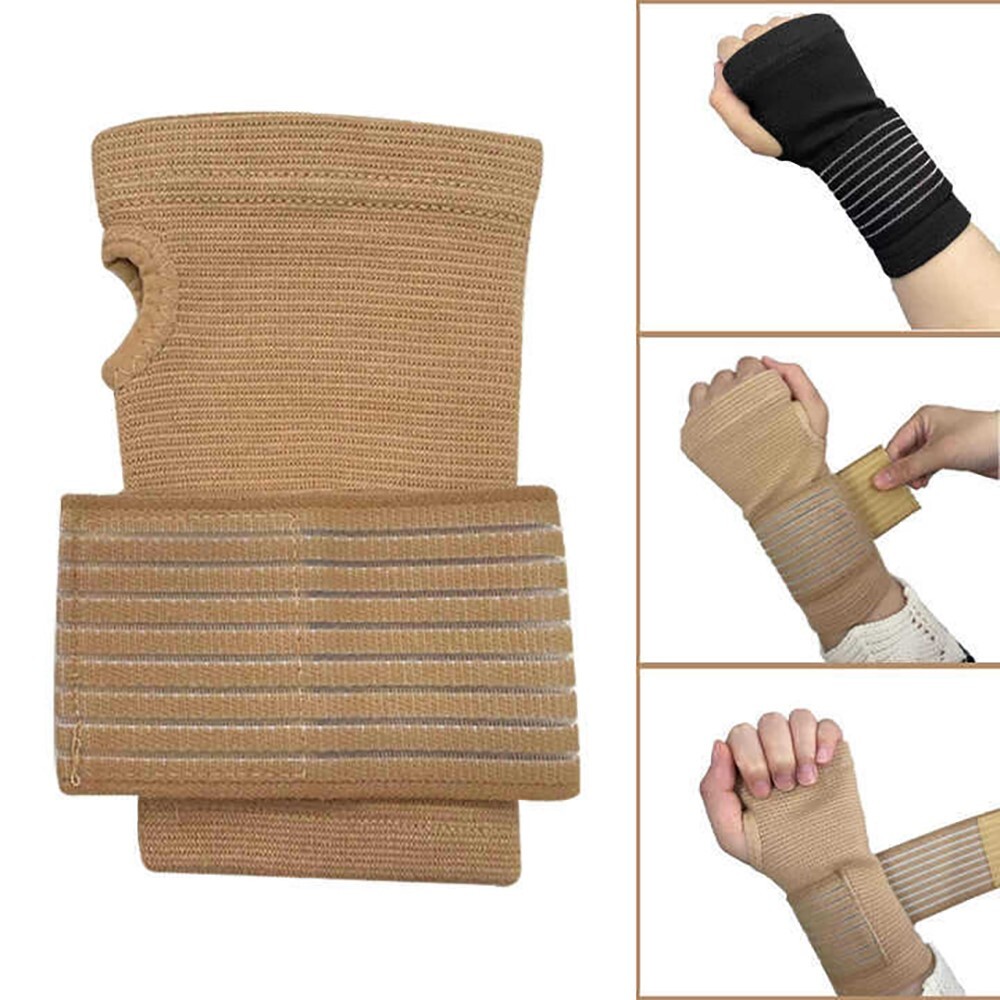 2PCS Palm Wrist Hand Support Gloves Weight Lifting Straps Elastic Sports Bandage