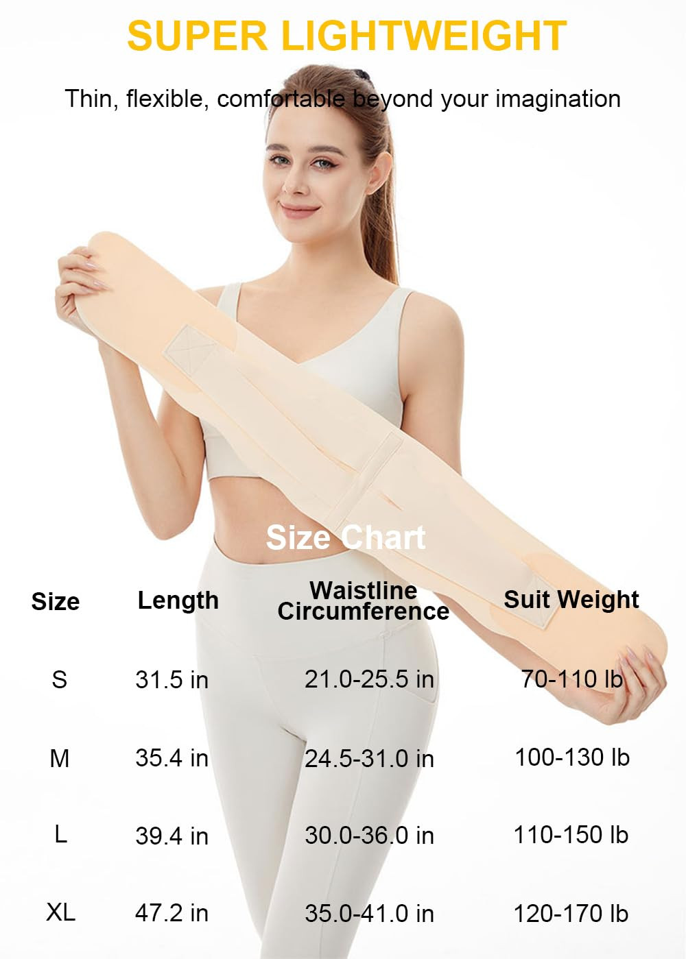 Super Thin Back Brace for Lower Pain Women Men, Lumbar X-Large, Beige