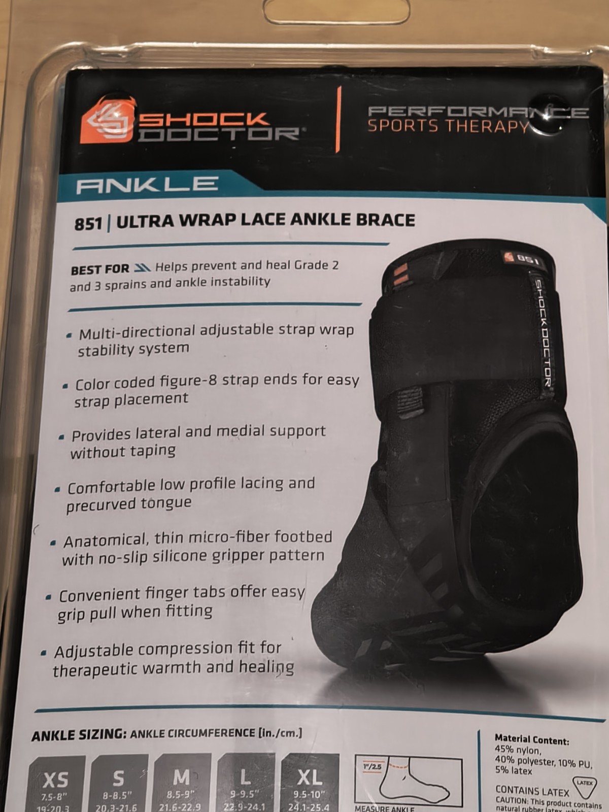 Shock Doctor Level 3 Ultra Wrap Lace Ankle Support Left & Right XL Brace New