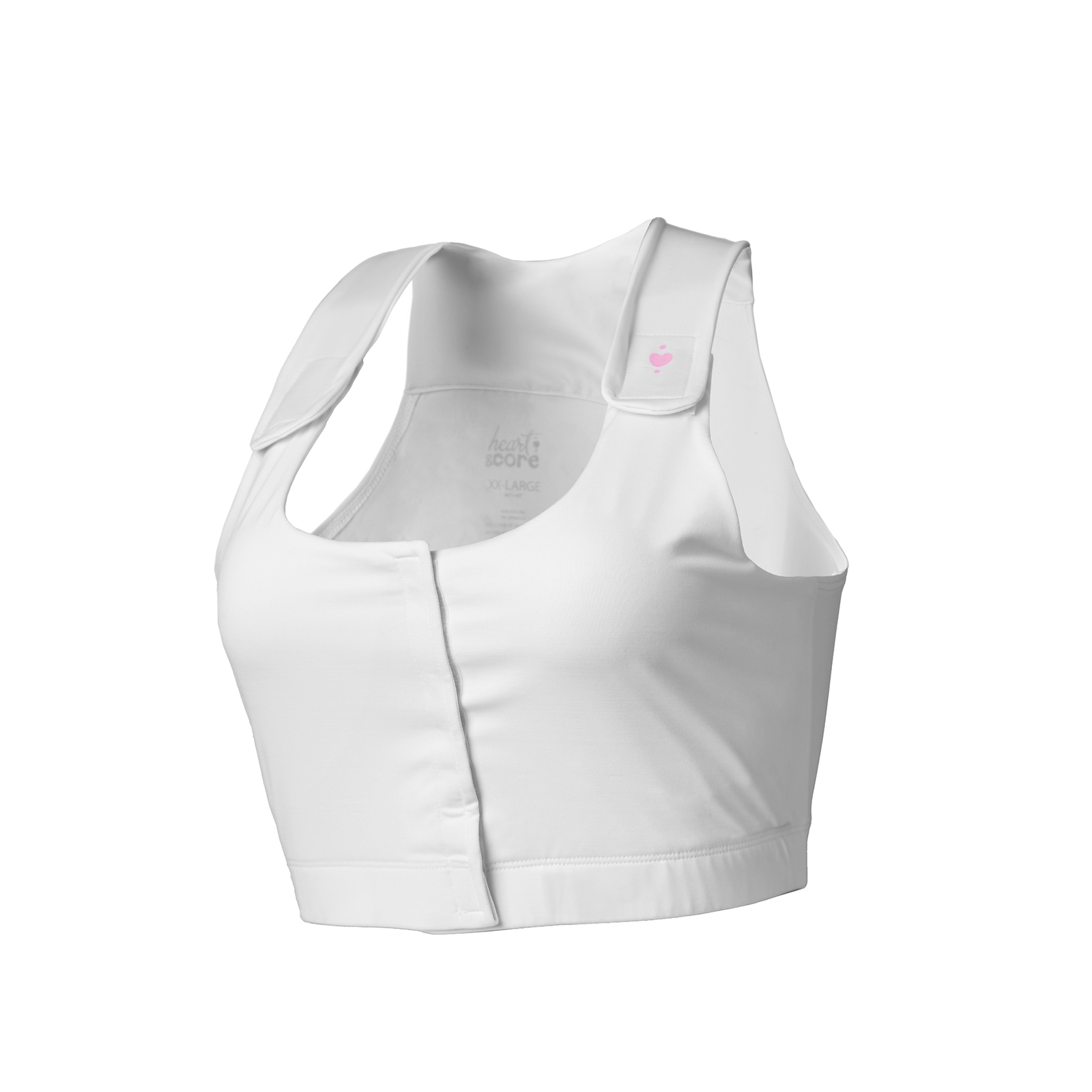 heart&core Serena Bra Post-Surgery Comfortable Racerback Pockets White XL