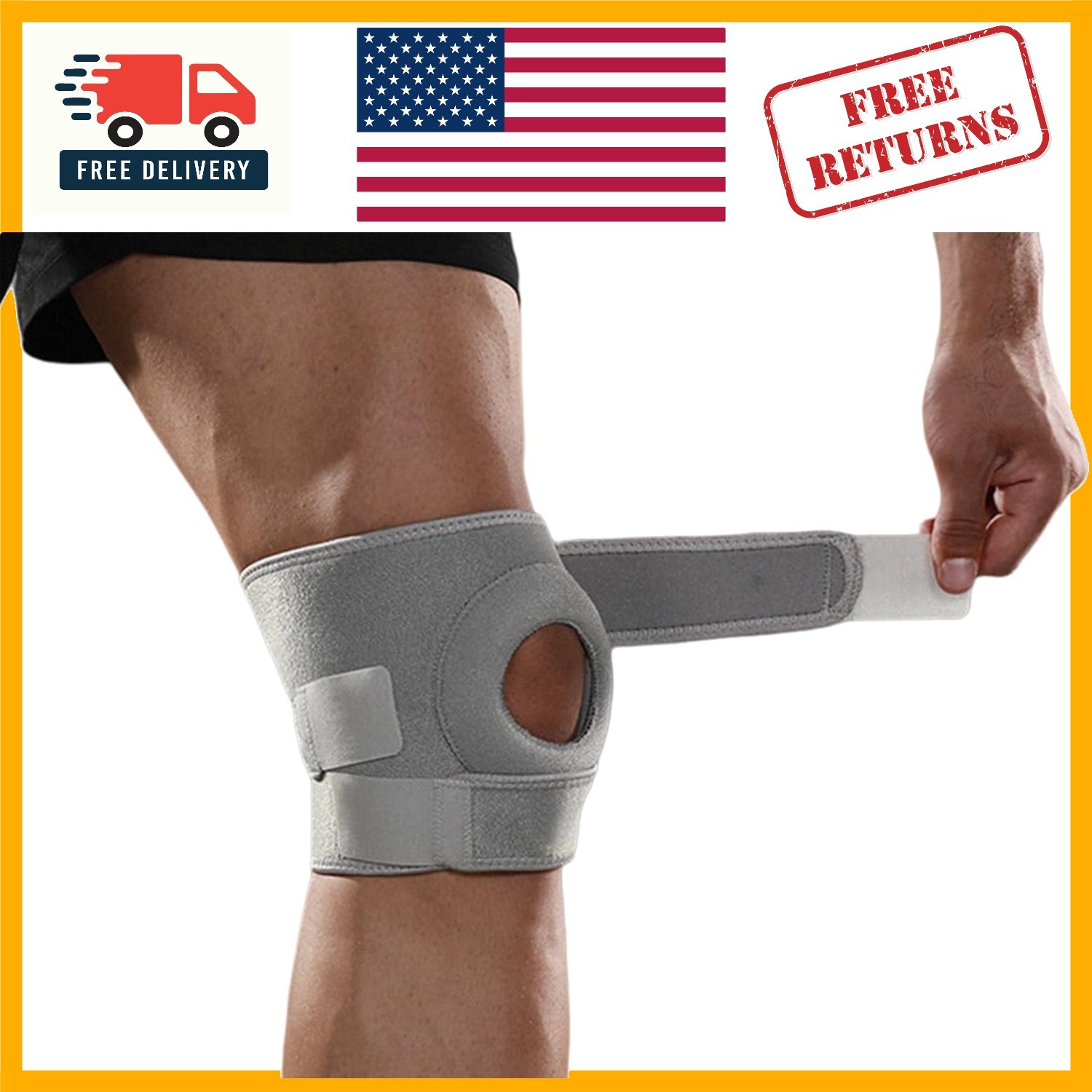 Unisex Open-Patella Knee Brace for Pain Relief – Adjustable Compression Sleeve