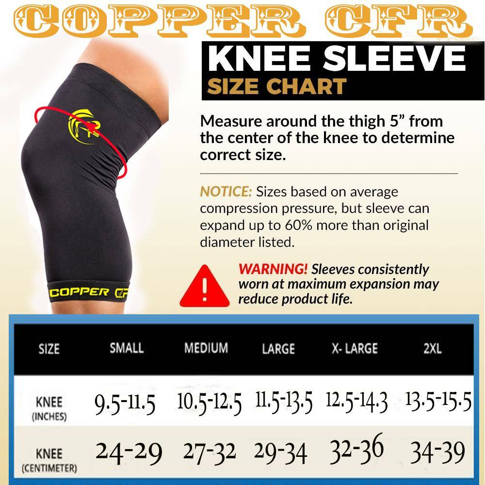 Copper Knee Leg Support Compression Sleeve Brace Sport Joint Relief Arthritis US