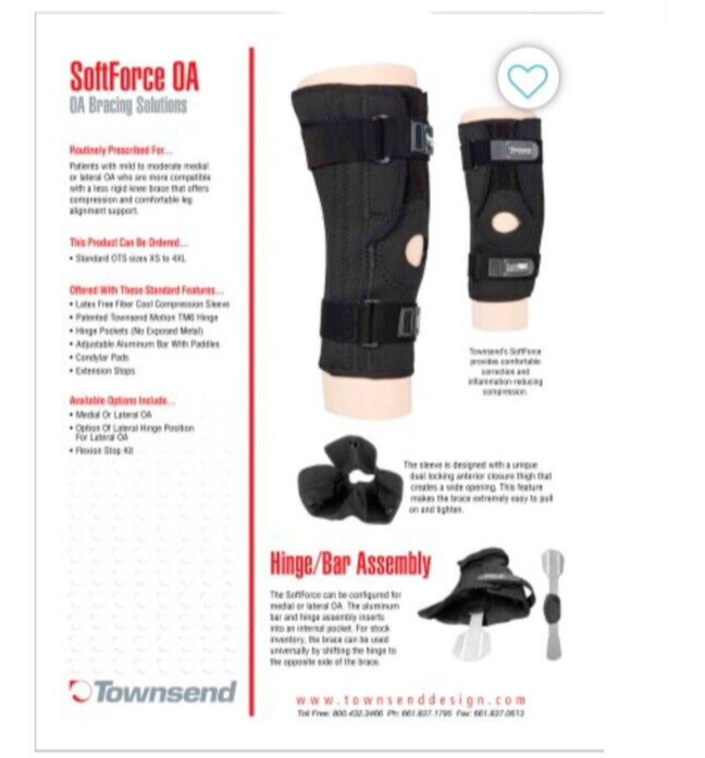 TOWNSEND SOFT FORCE OA BRACE – LARGE – RIGHT – MEDIAL OR LATERAL OA – BLACK