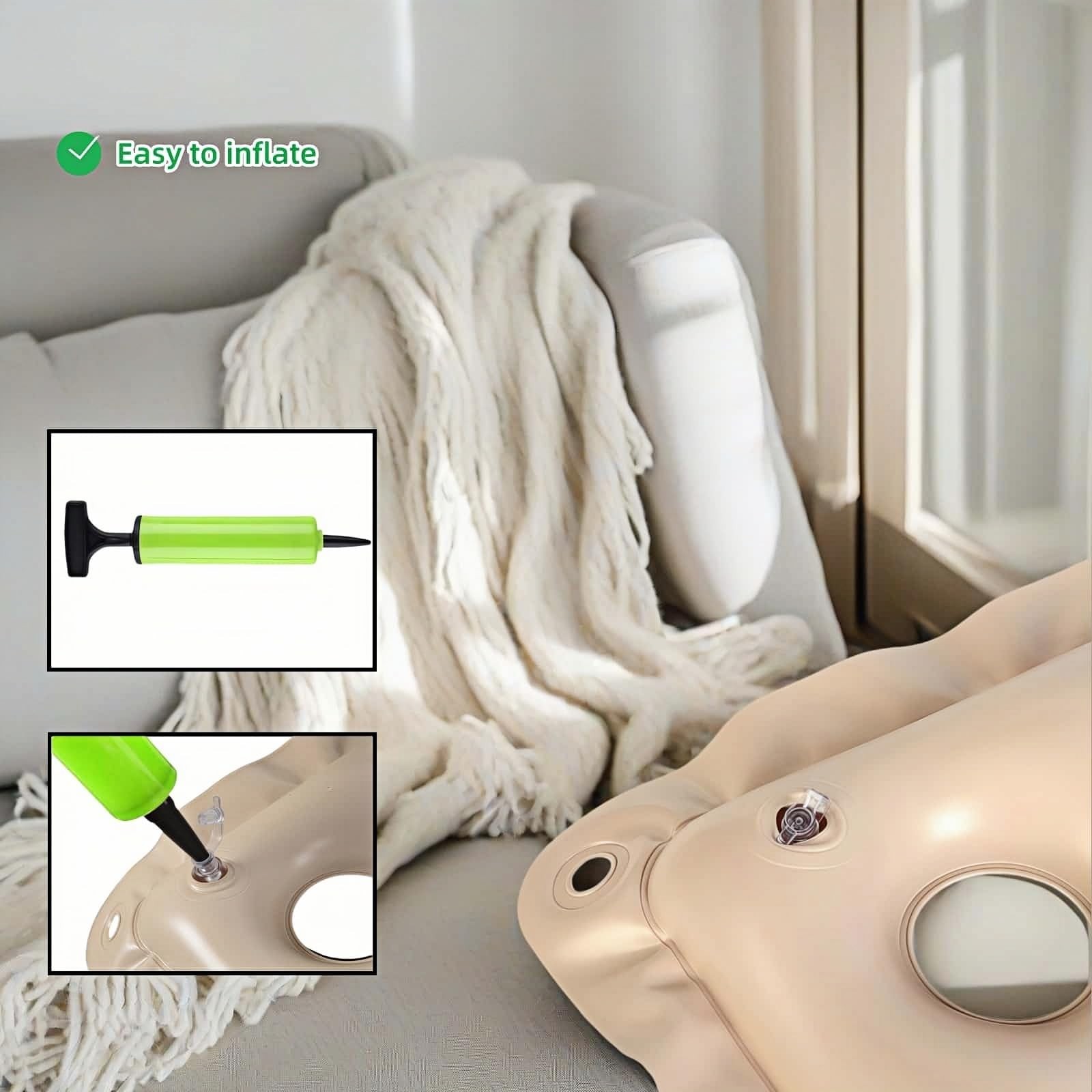Medical Wheelchair Cushion Air Pad Donut Pressure Relief 17×17 Pump Beige New US