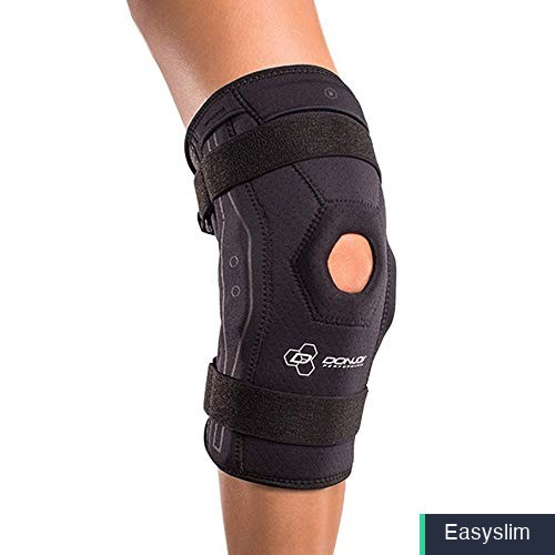Knee Support Brace Left Leg Small Black Neoprene Bilateral Hinges