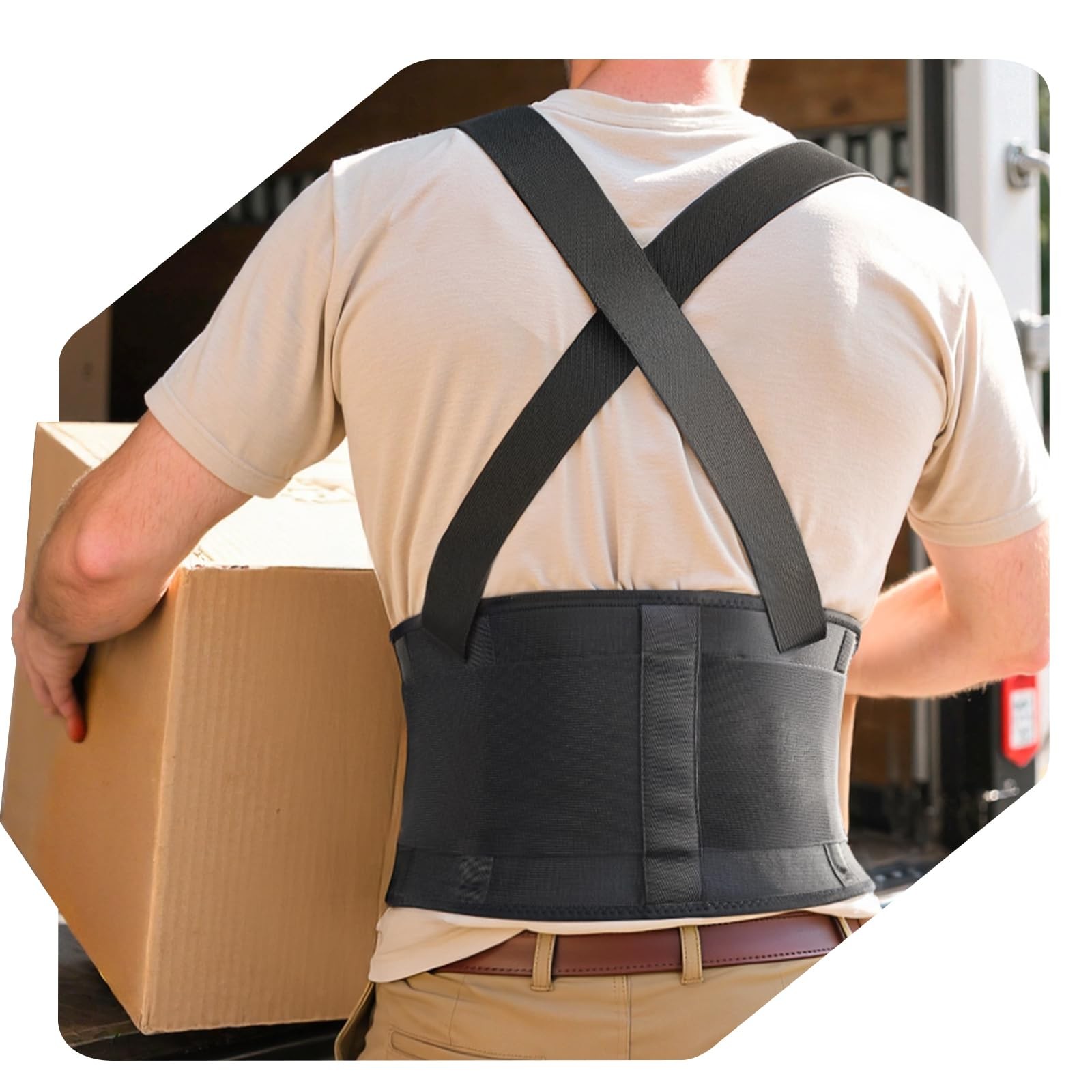 Medical-Grade Work Back Brace with Adjustable Shoulder Straps [Stronger Suppo…