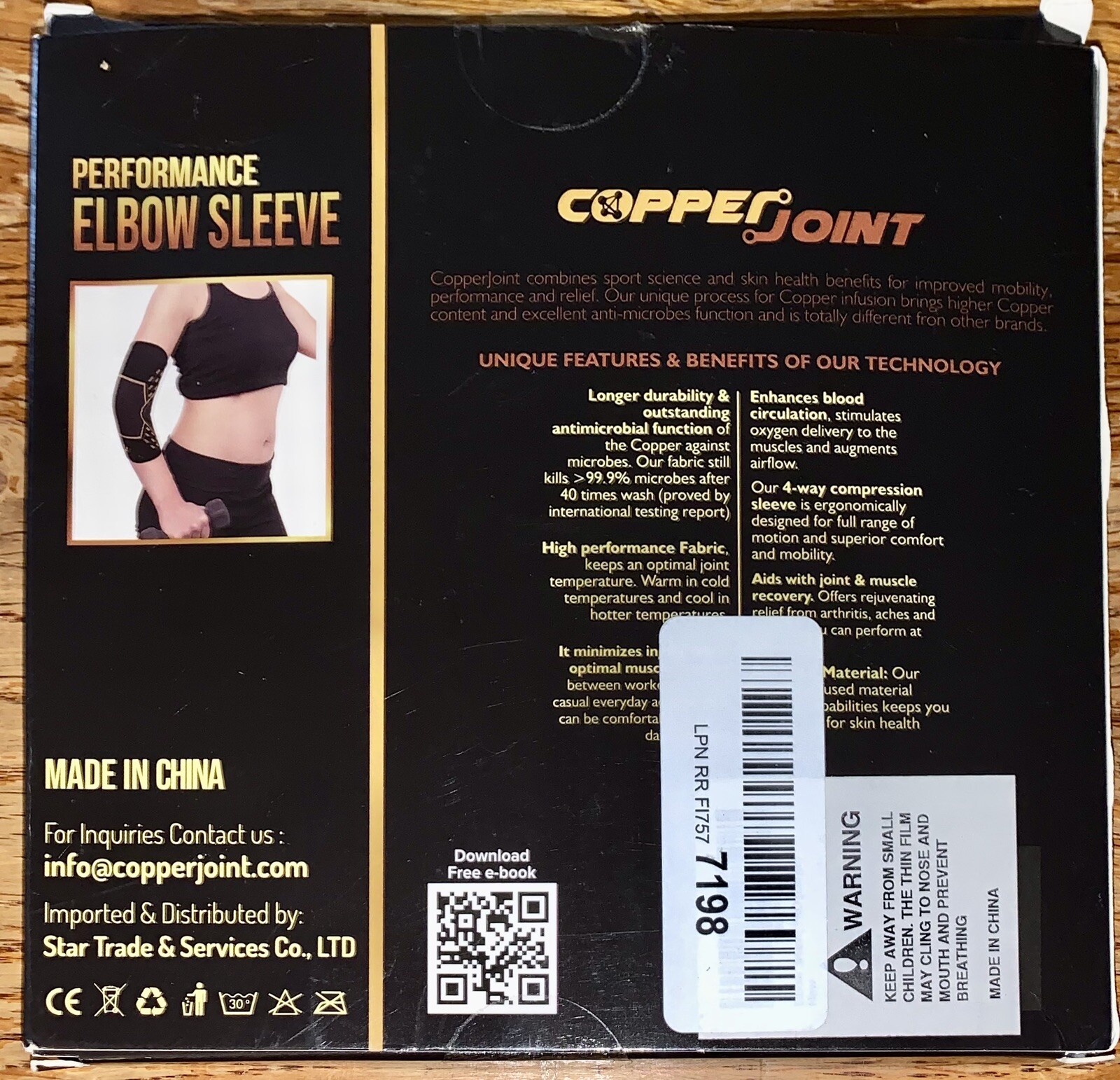 NEW CooperJoint Performance Elbow Sleeve Large Copper Infused Compression Unisex
