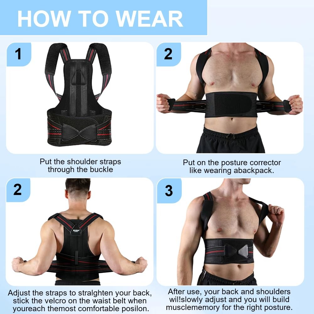 CALVINER Posture Corrector for Women and men Adjustable Back Brace Large