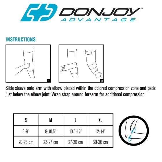 DonJoy Deluxe Elastic Elbow Compression Sleeve w/Strap S BEL-DA161ES02-BL-S