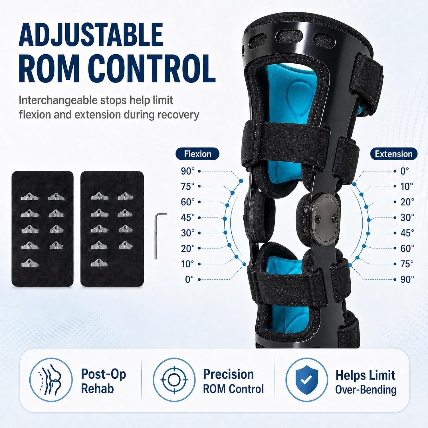 ROM Hinged Knee Brace Adjustable Support for ACL/MCL/PCL Injuries – Right Large