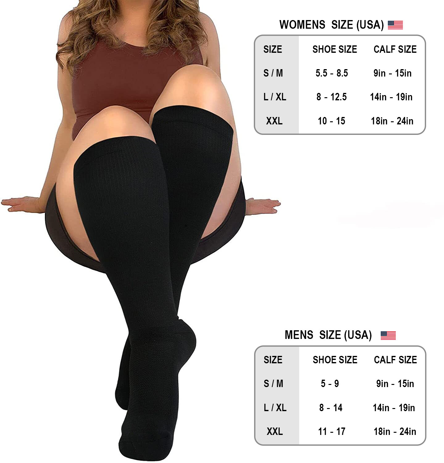 [1-10Pair] Medical Compression Stocking Plus Size for Men & Women Calf Support