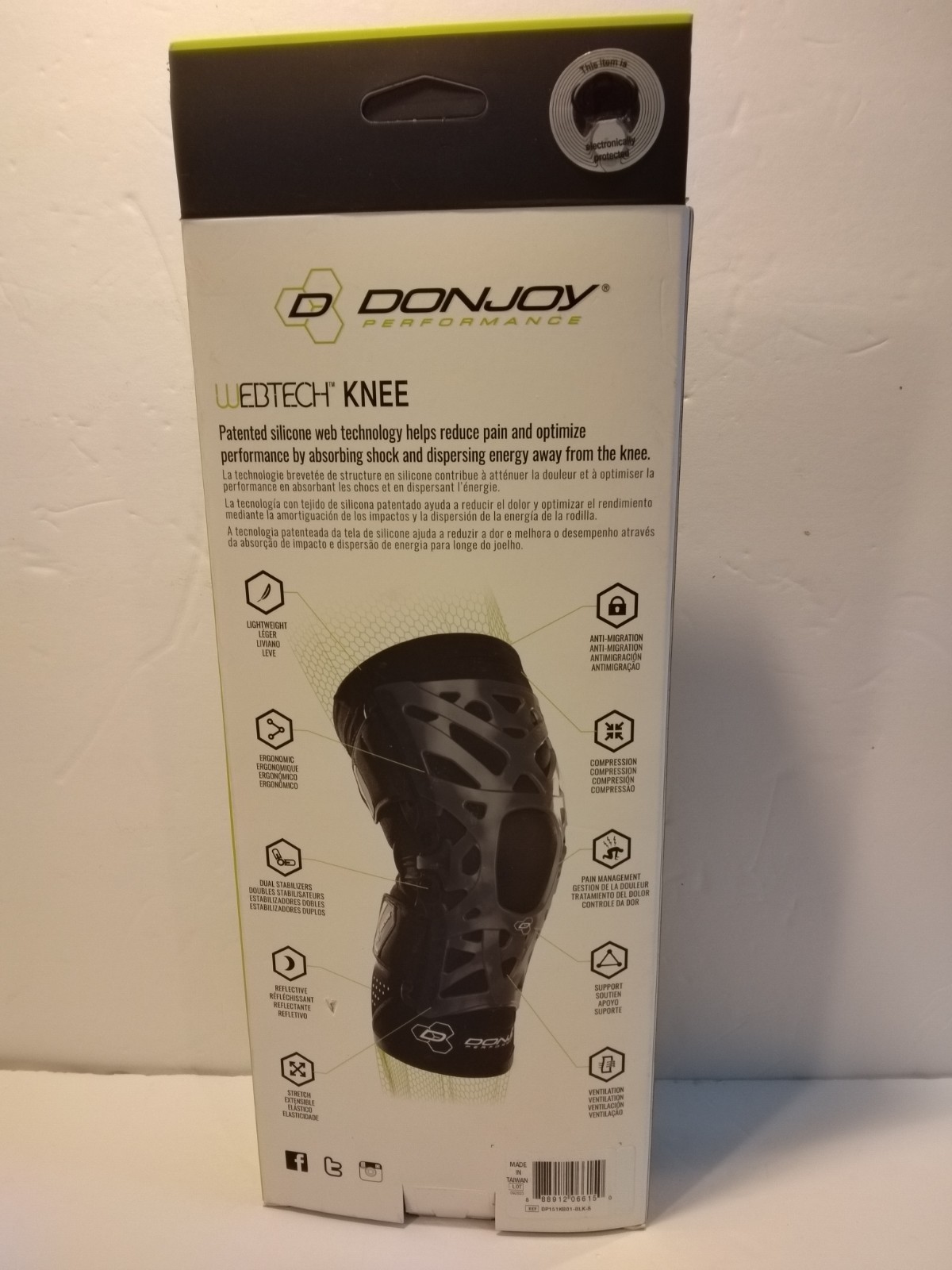 DonJoy Performance Webtech Black Small Knee Brace with Silicone Shock Absorption
