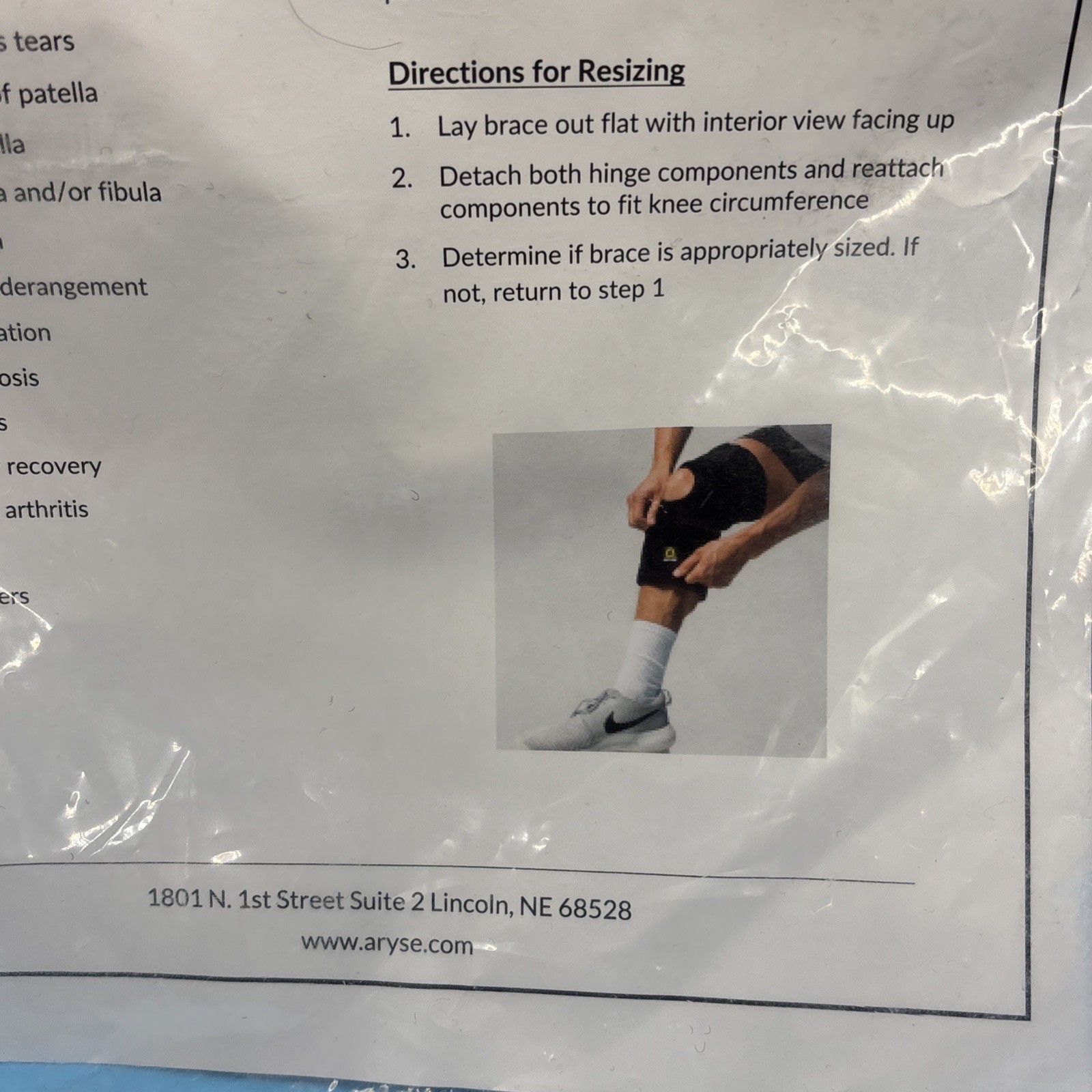 2021 Aryse Universal ROM Tru-Range Knee Brace Model L1833 – NIP, Never Used
