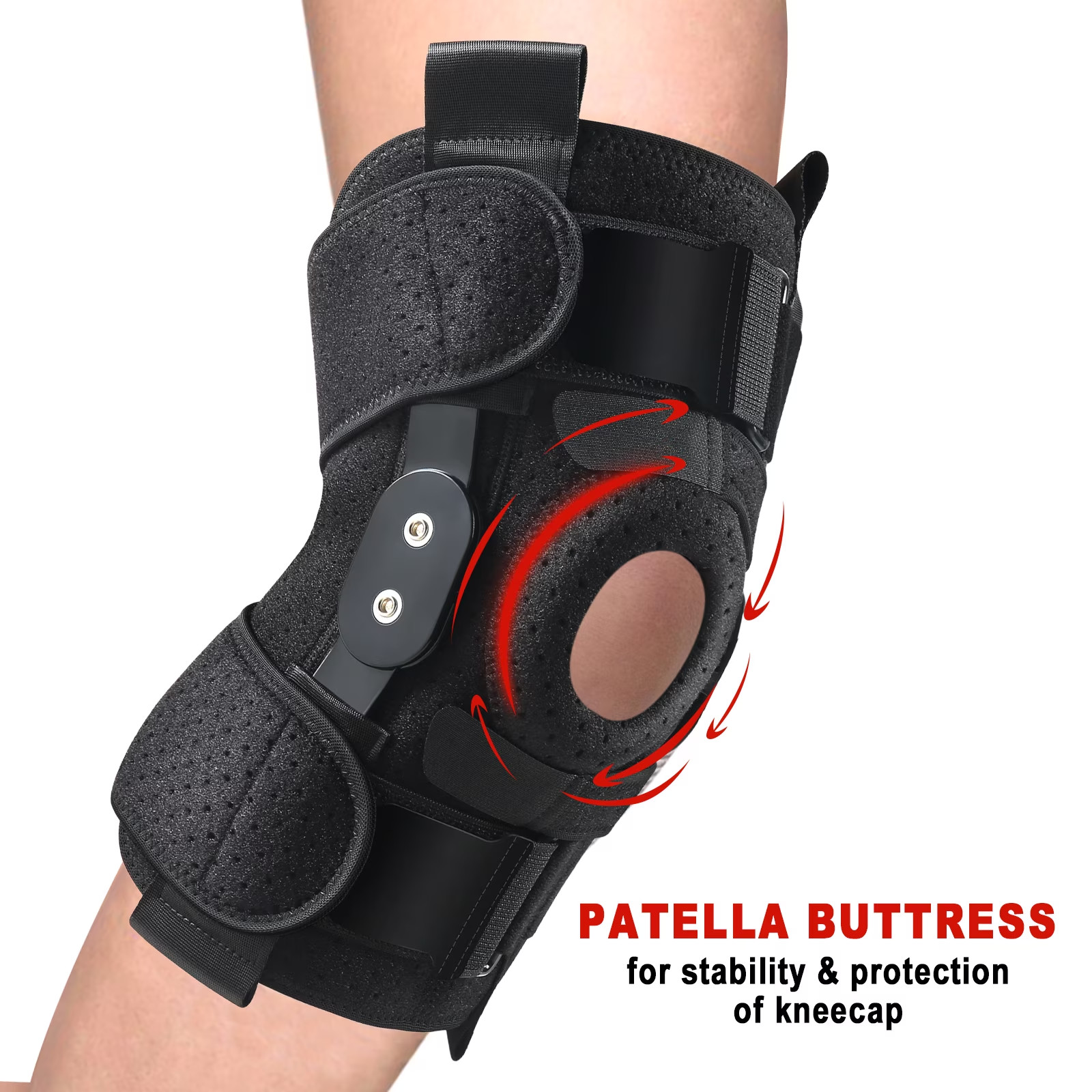 Hinged Knee Brace with Side Stabilizers Men & Women One Size Fits Most