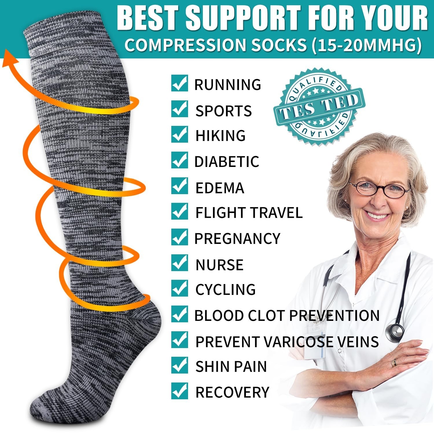 Copper Compression Socks for Women & Men (6 pairs) – Best Support for Nurses,…