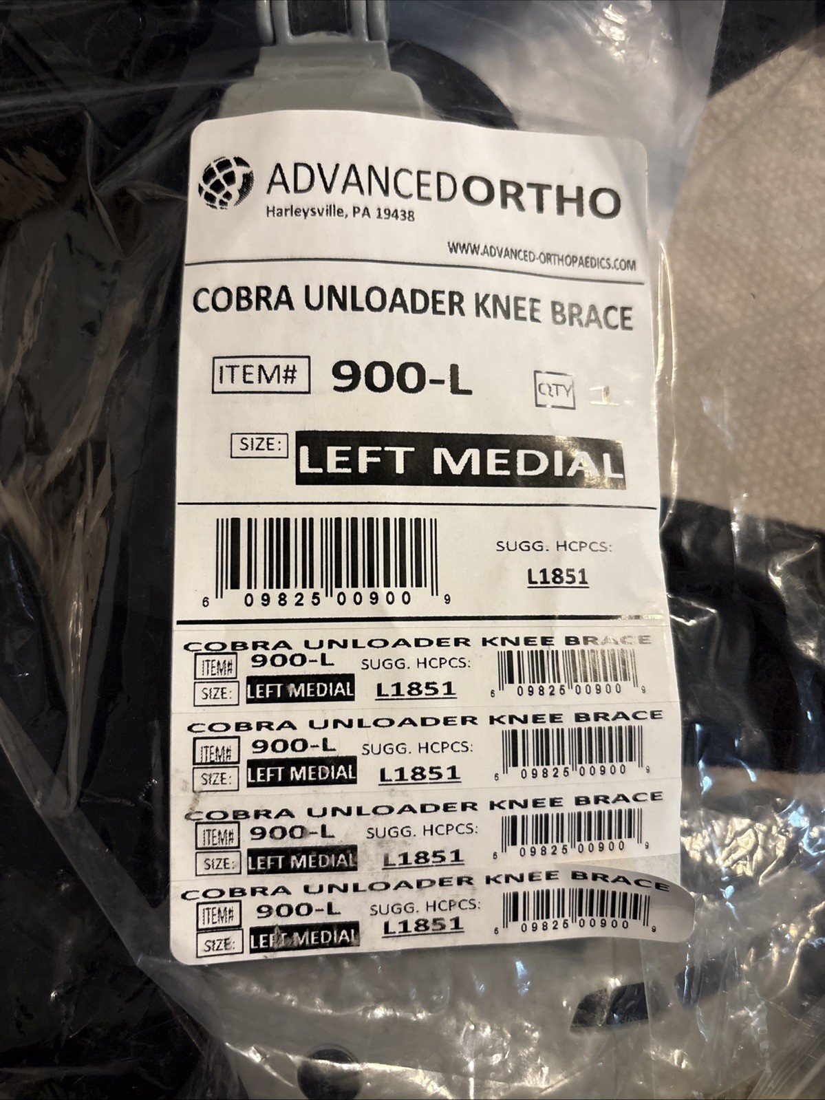 NIP Knee Brace Advanced Ortho Cobra Unloaded Knee Brace 900-L Left Medial