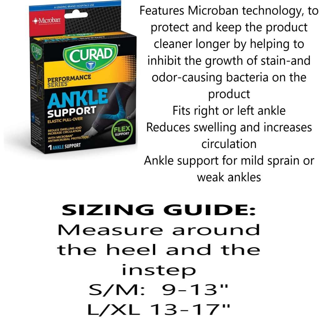 CURAD Size L/XL Elastic Pull-Over Ankle Support, Flex Support, for Mild Sprains