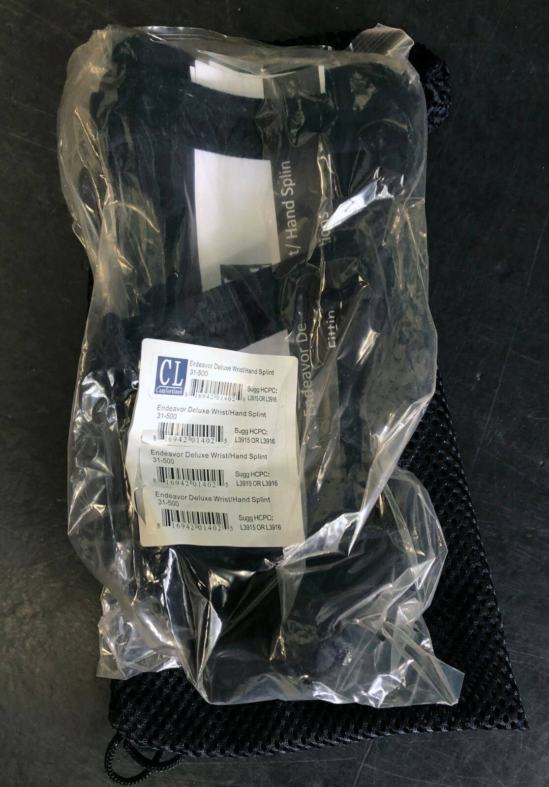 Comfortland Endeavor Deluxe Wrist Hand Splint // 31-500 // Mesh Bag Included