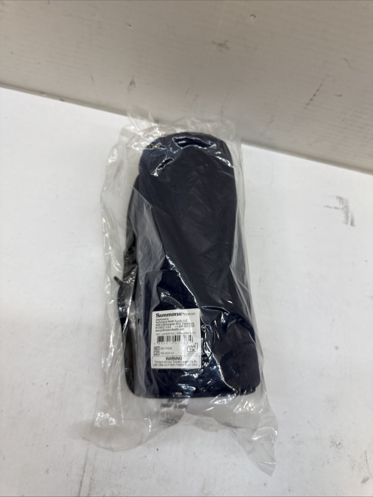 54680 Standard Lumbar Roll with Strap for Lower Back Pain , Navy Blue
