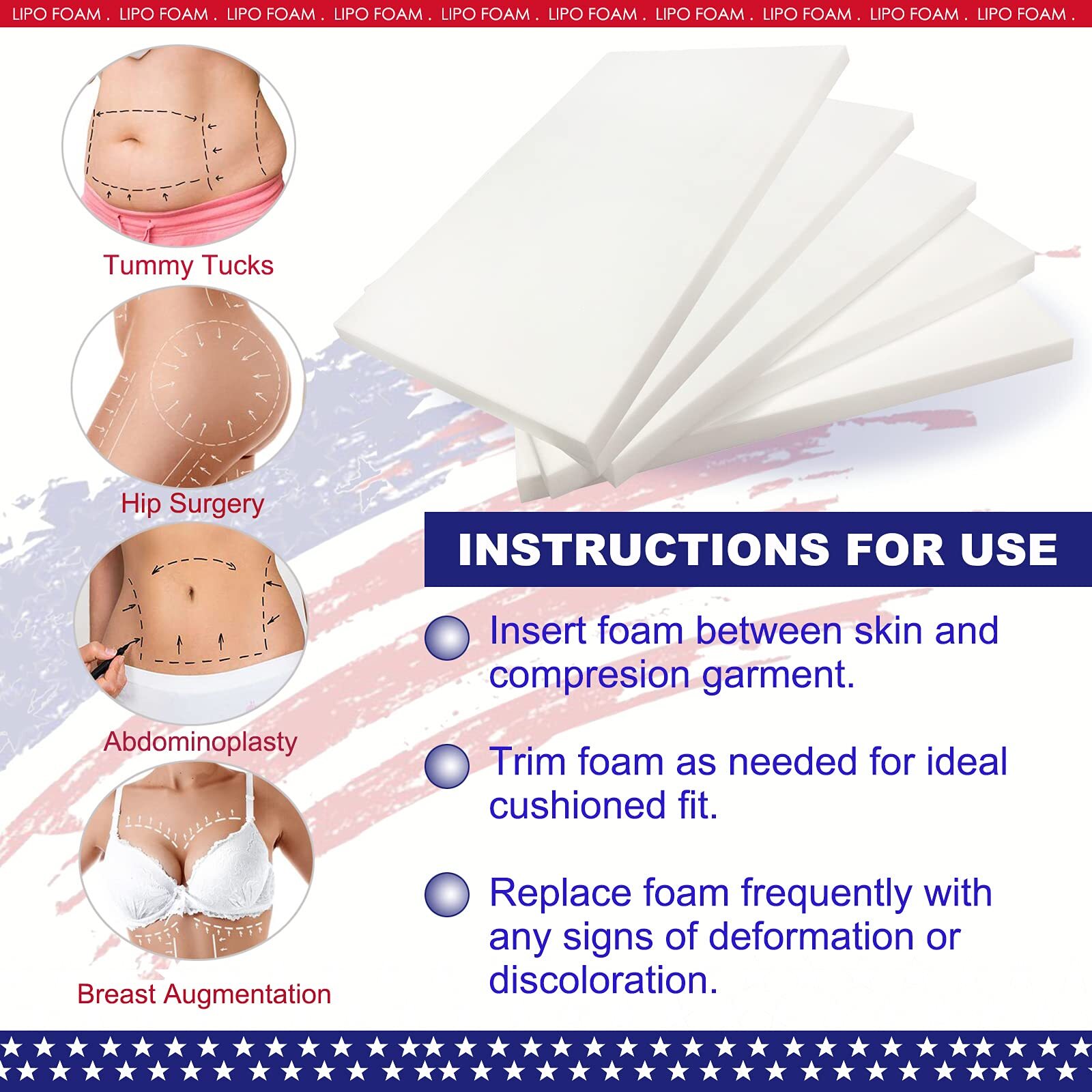 5 Pack Lipo Foam Pads for Post Surgery Ab Board Liposuction Surgery Flattenin…