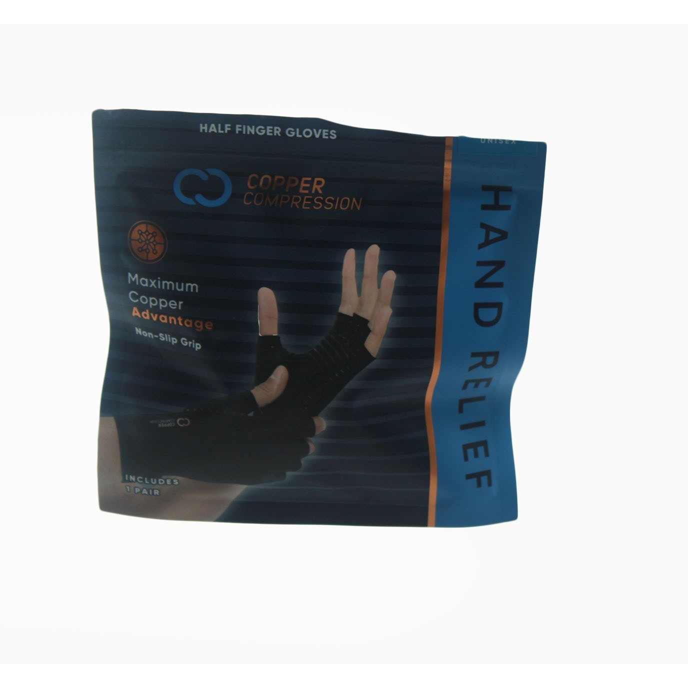 Copper Compression Half Finger Gloves Arthritis Carpal Tunnel Relief Black