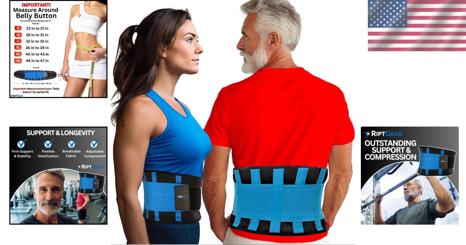 Breathable Back Brace for Lower Back Pain Relief – Adjustable XXL 40-43in