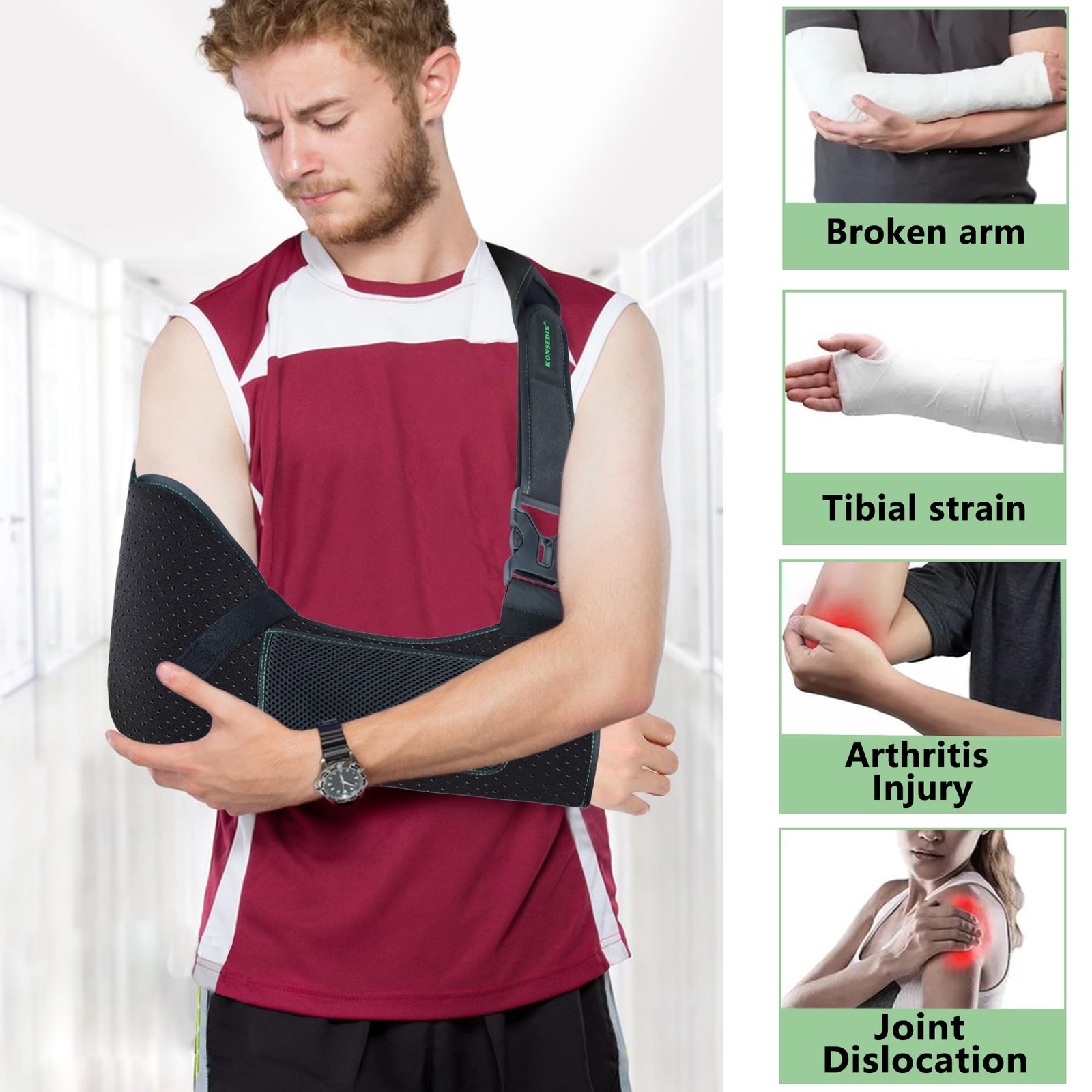 Arm Shoulder Sling for Men and Women,Porous comfort Medical Sling with Pocket…