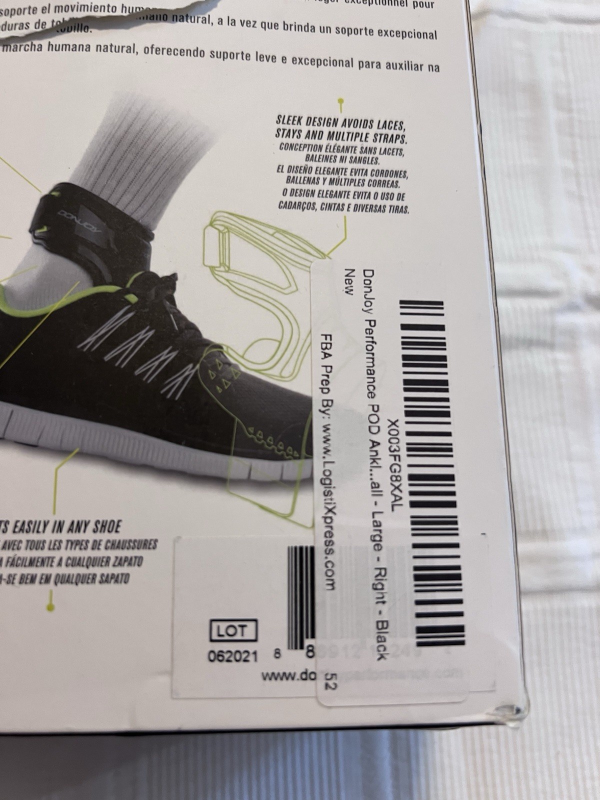 DonJoy Performance Pod Ankle Brace (Left/Large/Black) New