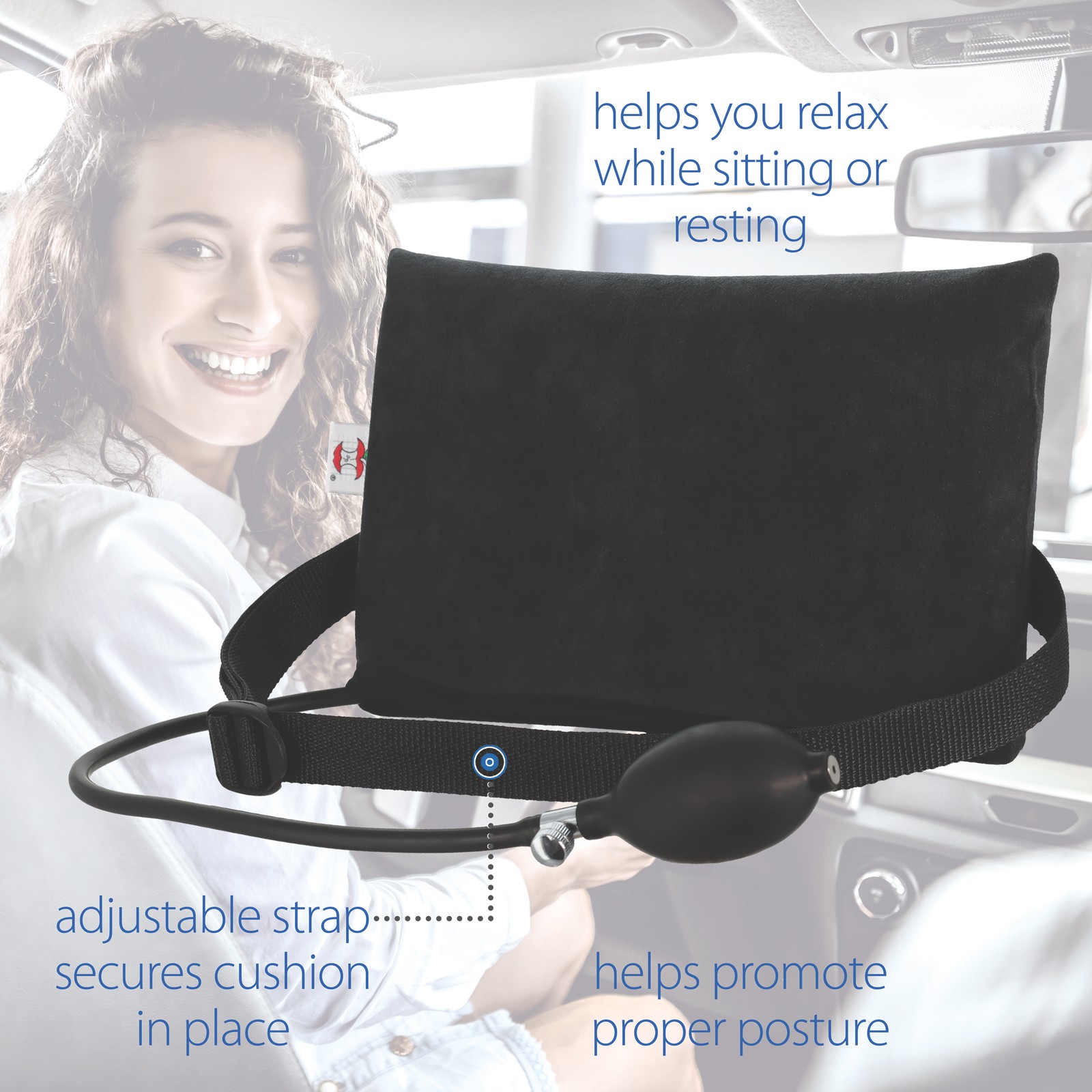 Core Products Small Inflatable Lumbar Cushion, Black