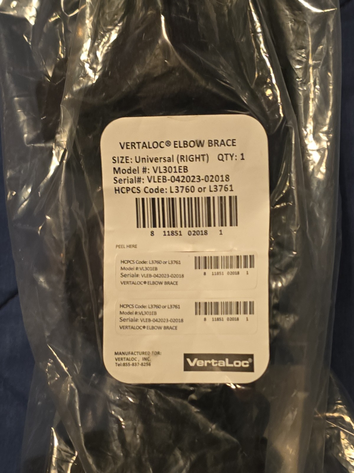NEW VertaLoc Hinged ROM RIGHT Elbow Brace Support VL301EB Size Universal