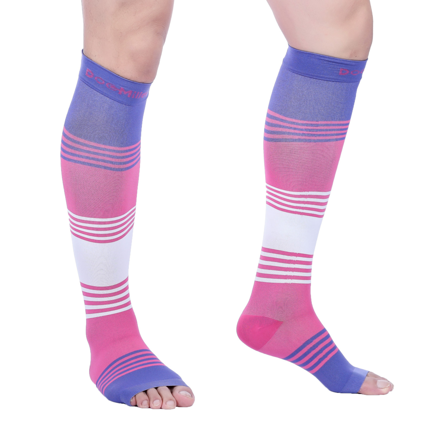 Doc Miller Open Toe Socks Compression Sleeve Stocking 20-30 mmHg Varicose VIOLET