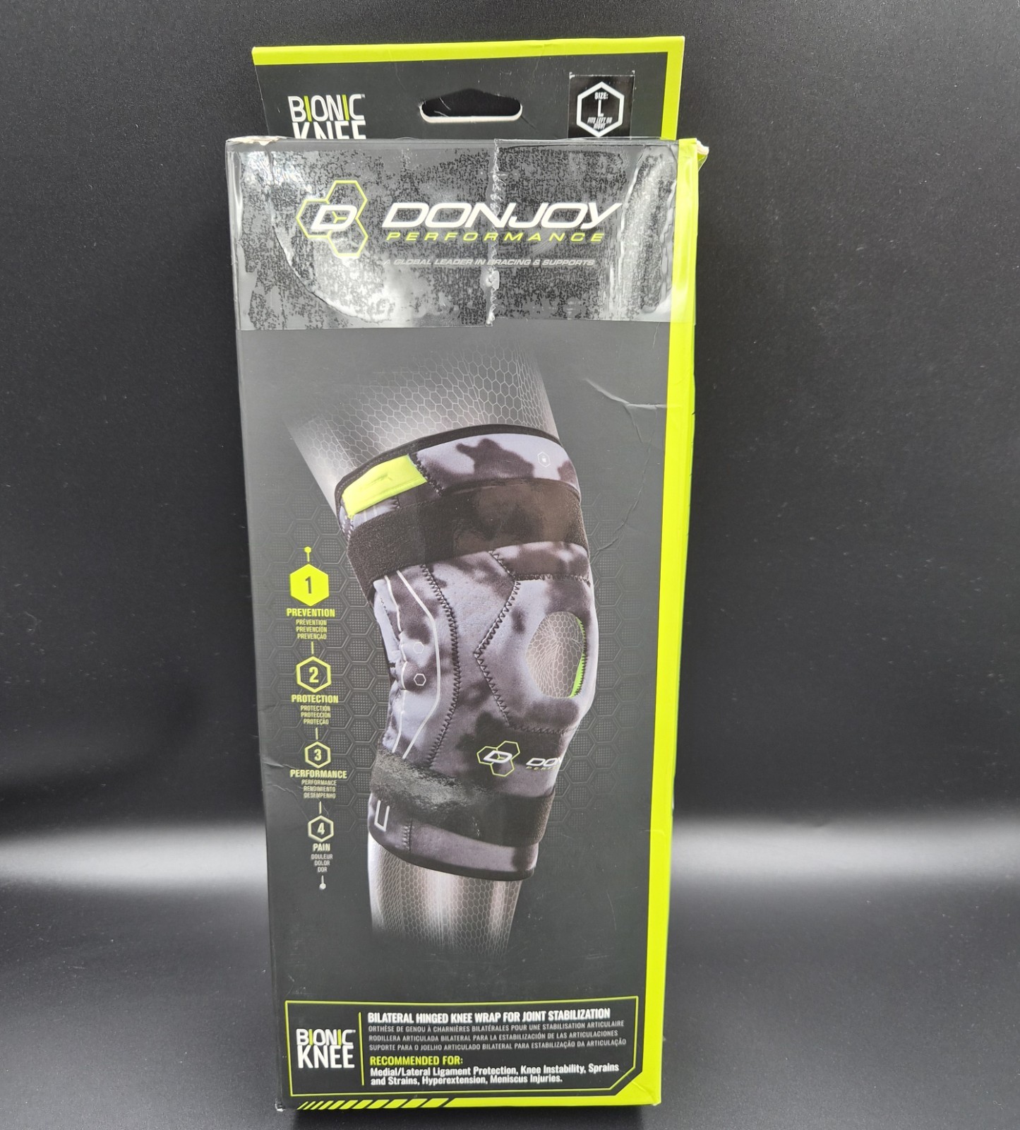 DonJoy Performance Bionic Knee Brace Adjustable Compression Heat Retention Large