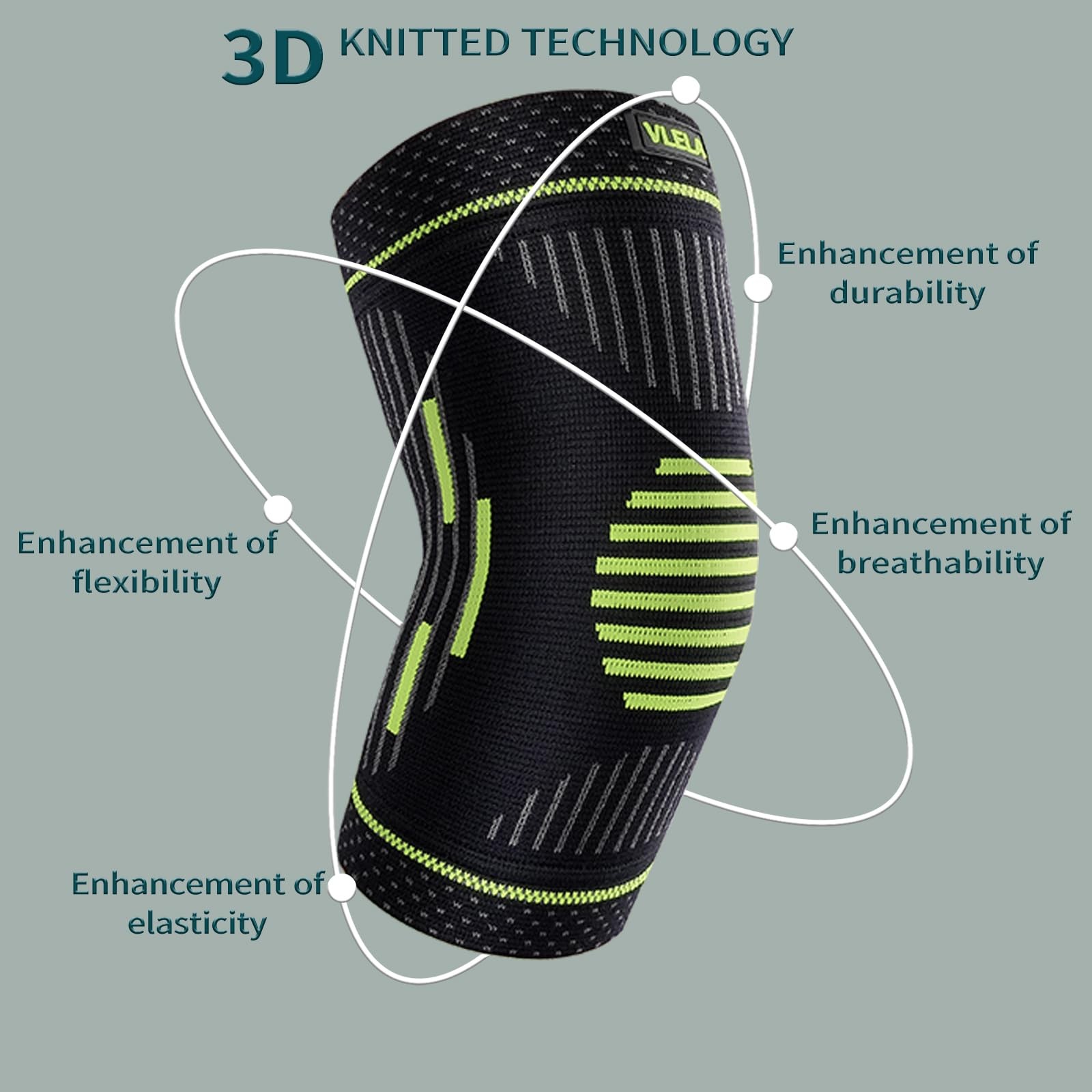 Vlela Elbow Compression Sleeve (1 pair),Elbow Brace for Large, Green&Black