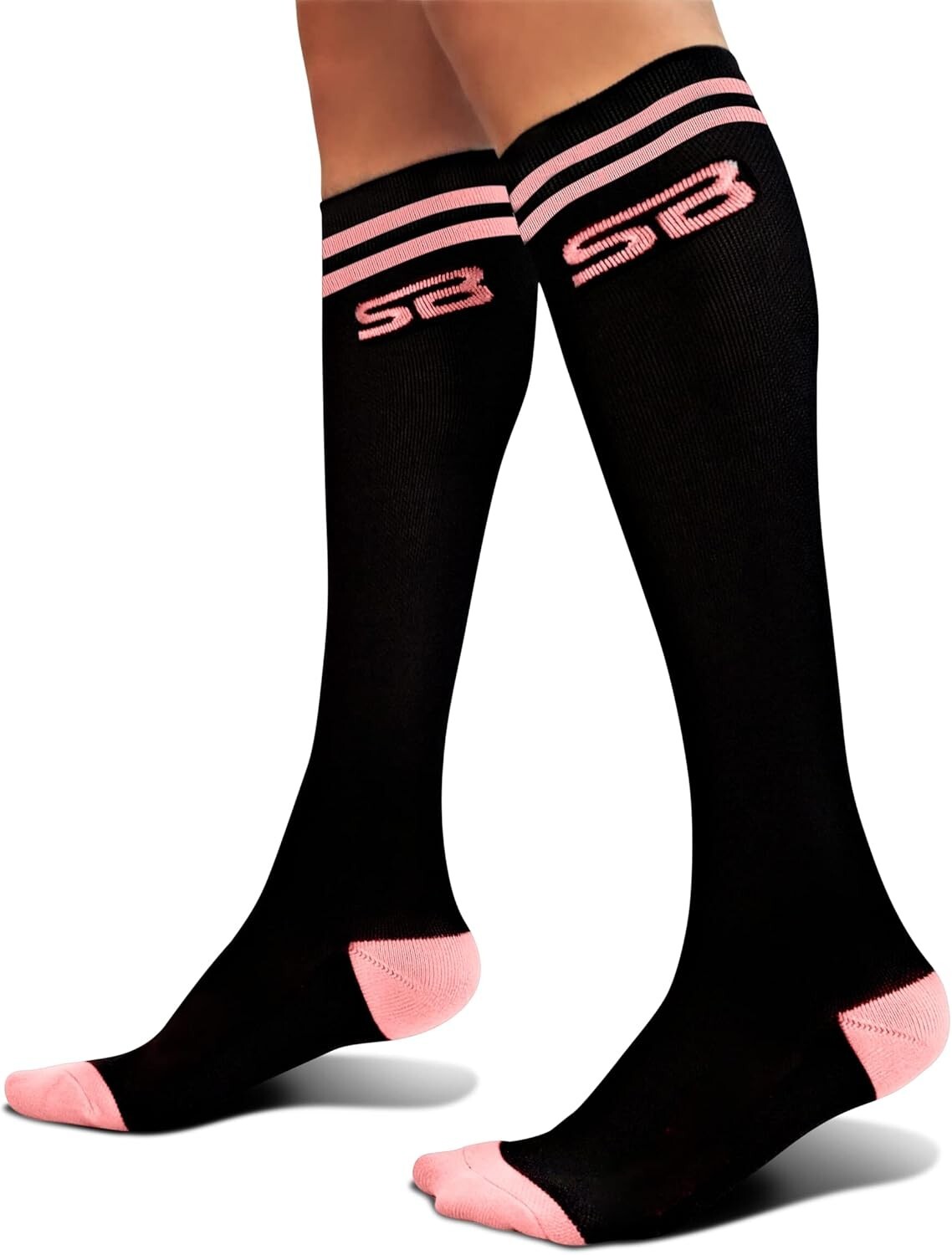 SB SOX COMPRESSION SOCKS (20-30) MM Hg – BLACK /PINK MEDIUM