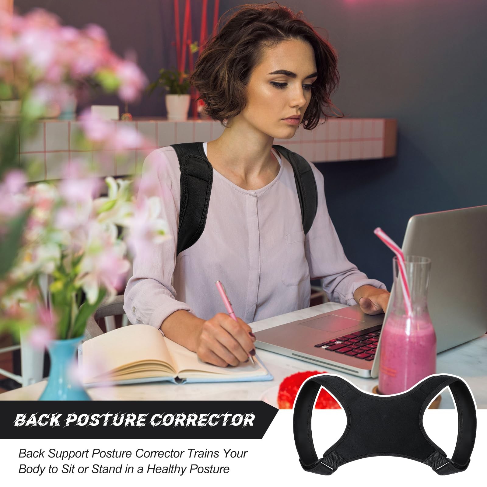 Threlaco Posture Corrector about 13 x 15 cm/ 5.12 x 5.91 inches(L x W), Black