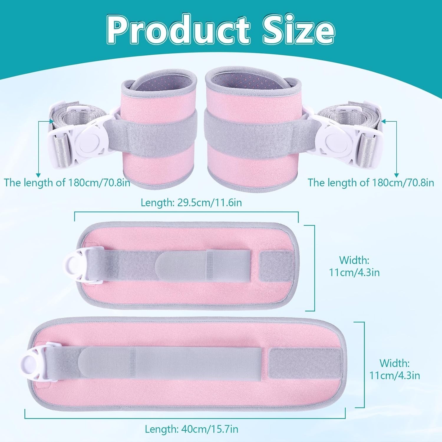 4 X edical restraints with quick-release buckles, hospital limb fixators