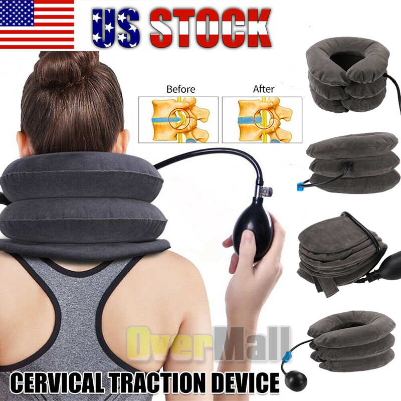 USA Cervical Neck Traction Device Inflatable & Adjustable Neck Stretcher Pillow