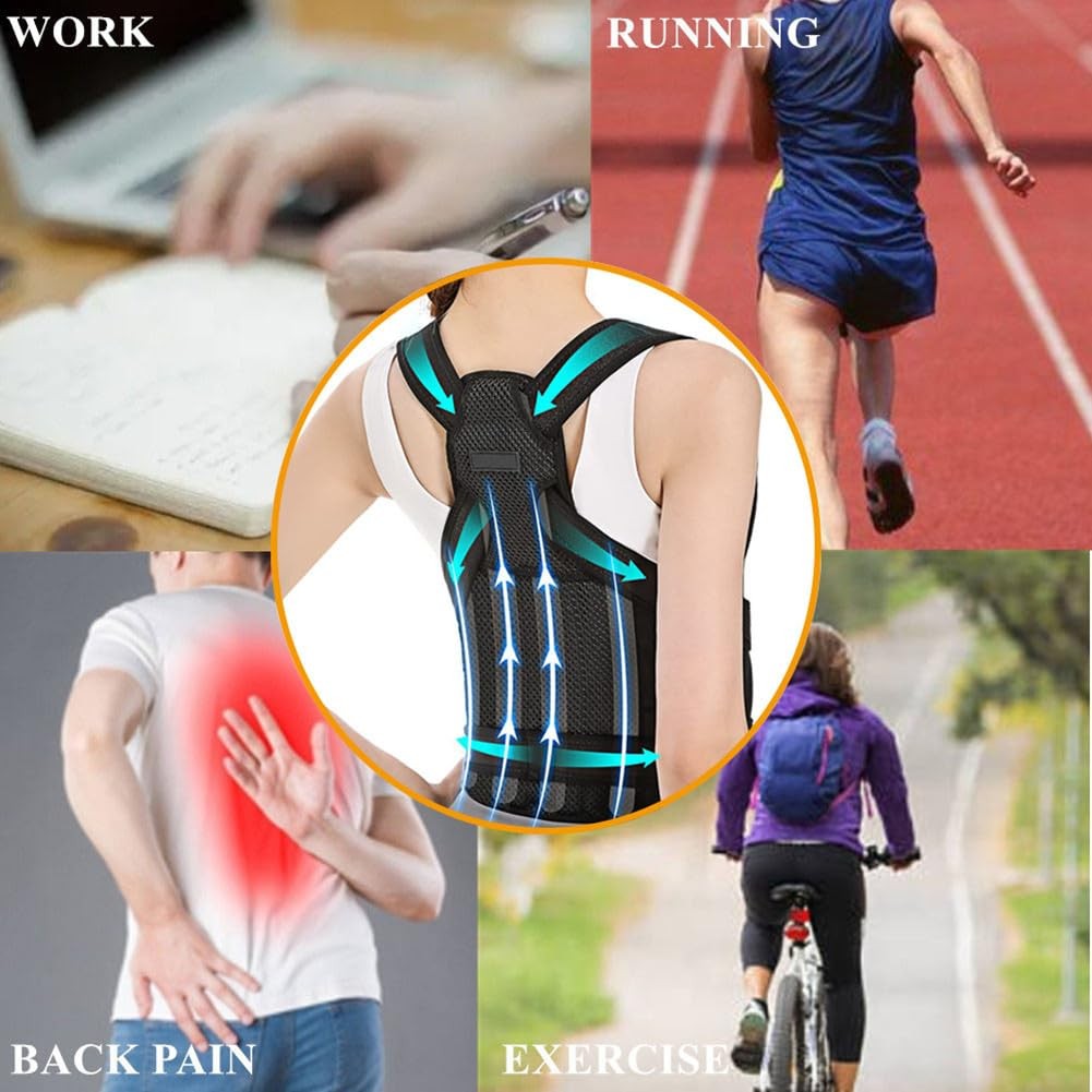 WEEOATAR Upper Back Support Posture Corrector Strap Trainer, S, Black
