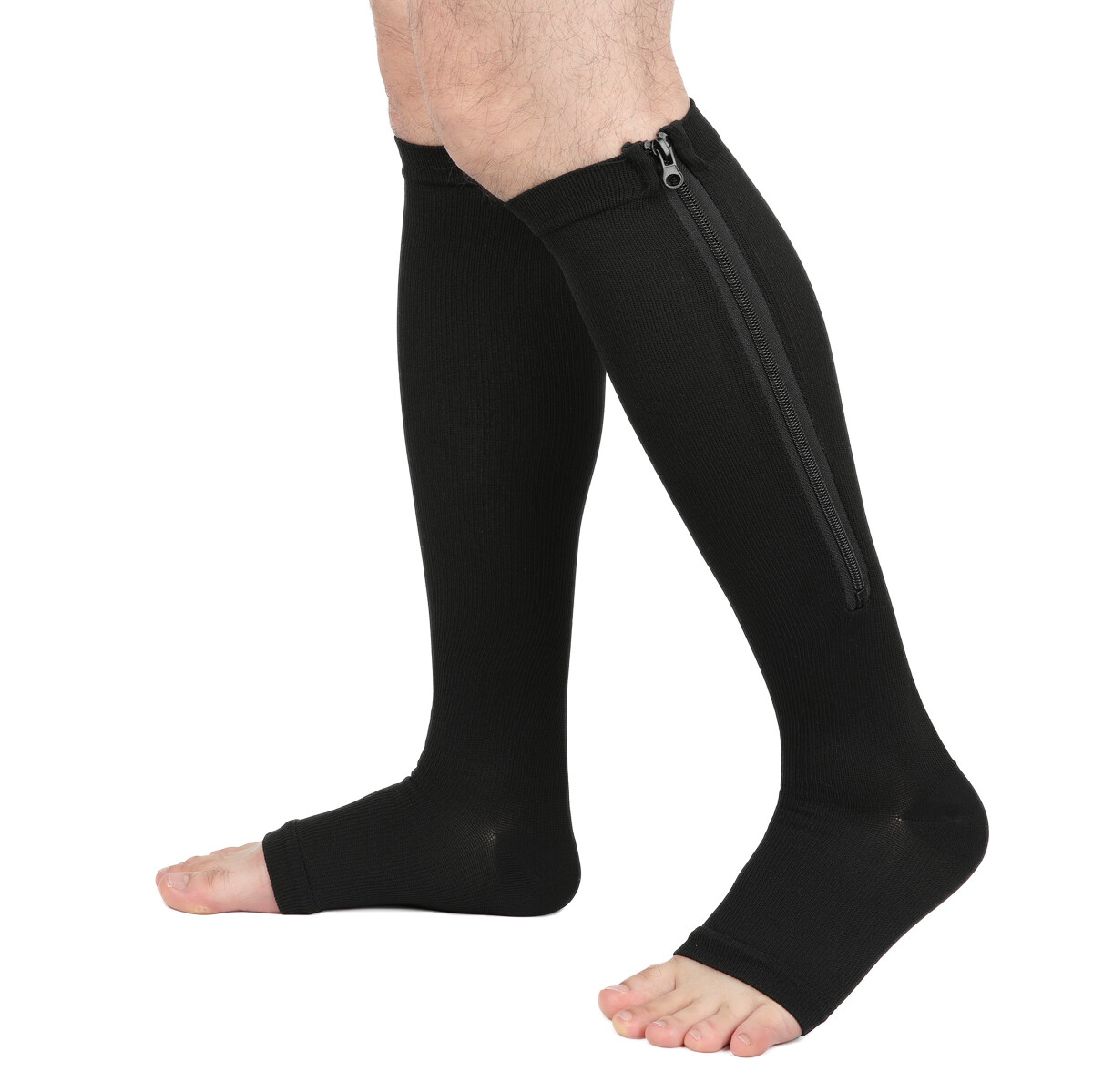 Men Zipper Compression Socks Graduated 20-30 mmHg Support Stocking Copper Women