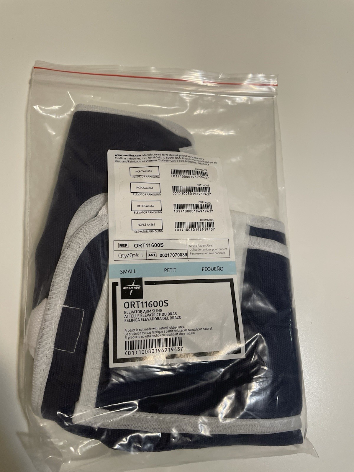 Medline Elevator Arm Sling Small Navy White ORT11600S for Arm Support Orthopedic