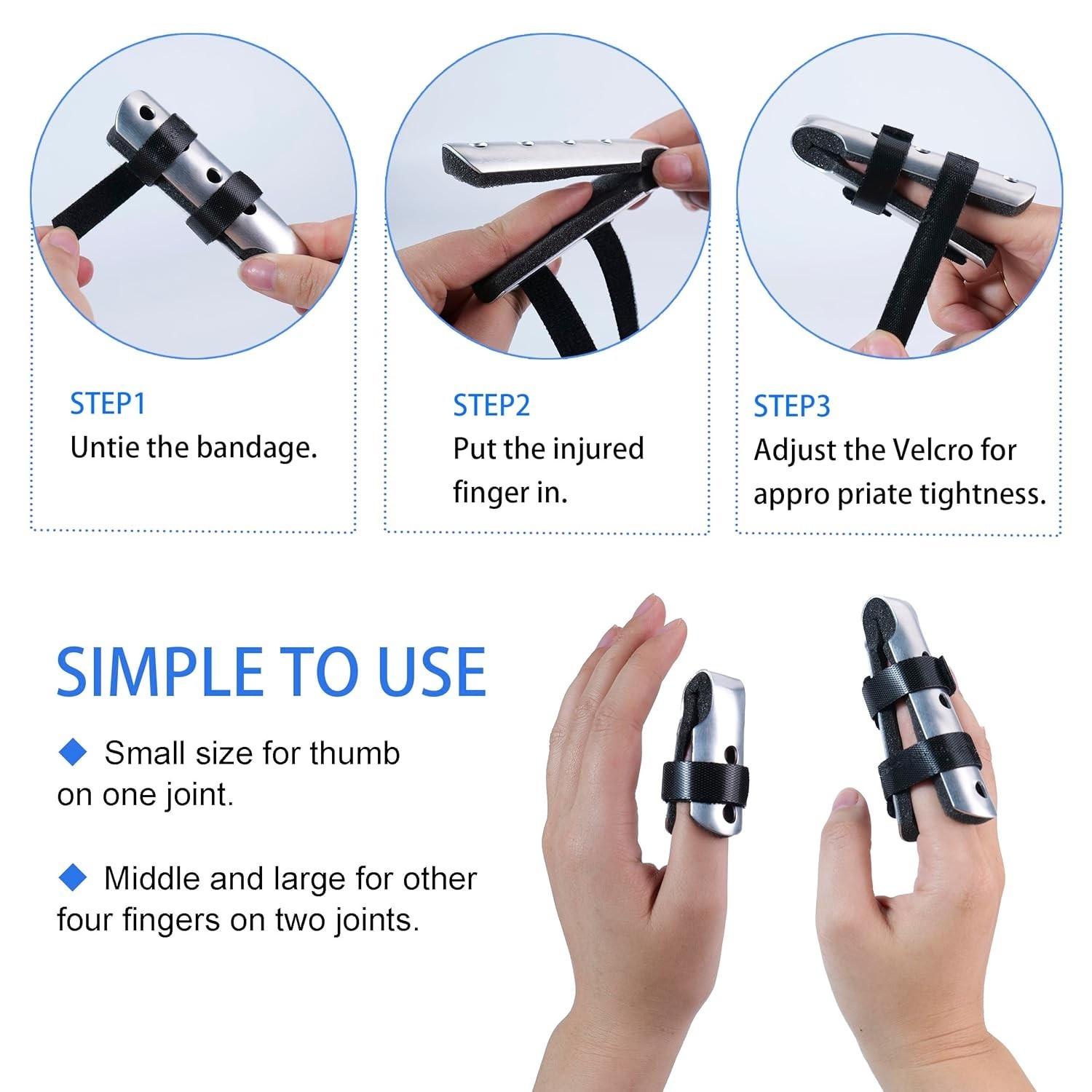 Finger Splint Brace Stabilizer for Breaks Sprain Arthritis Thumb Splint (3pcs)